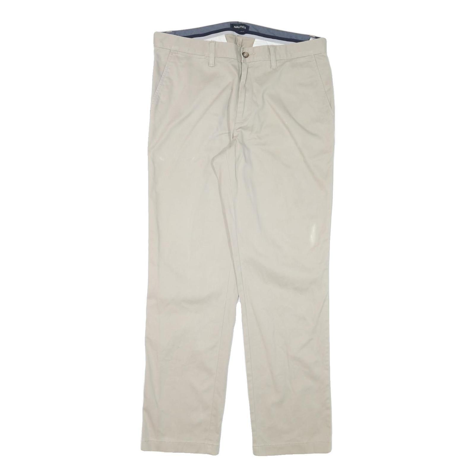 NAUTICA Mens Regular Beige Cotton Blend Trousers W34 L32 Zip Closure Classic Fit Refurbished - N/A refurbished available on Cerqular