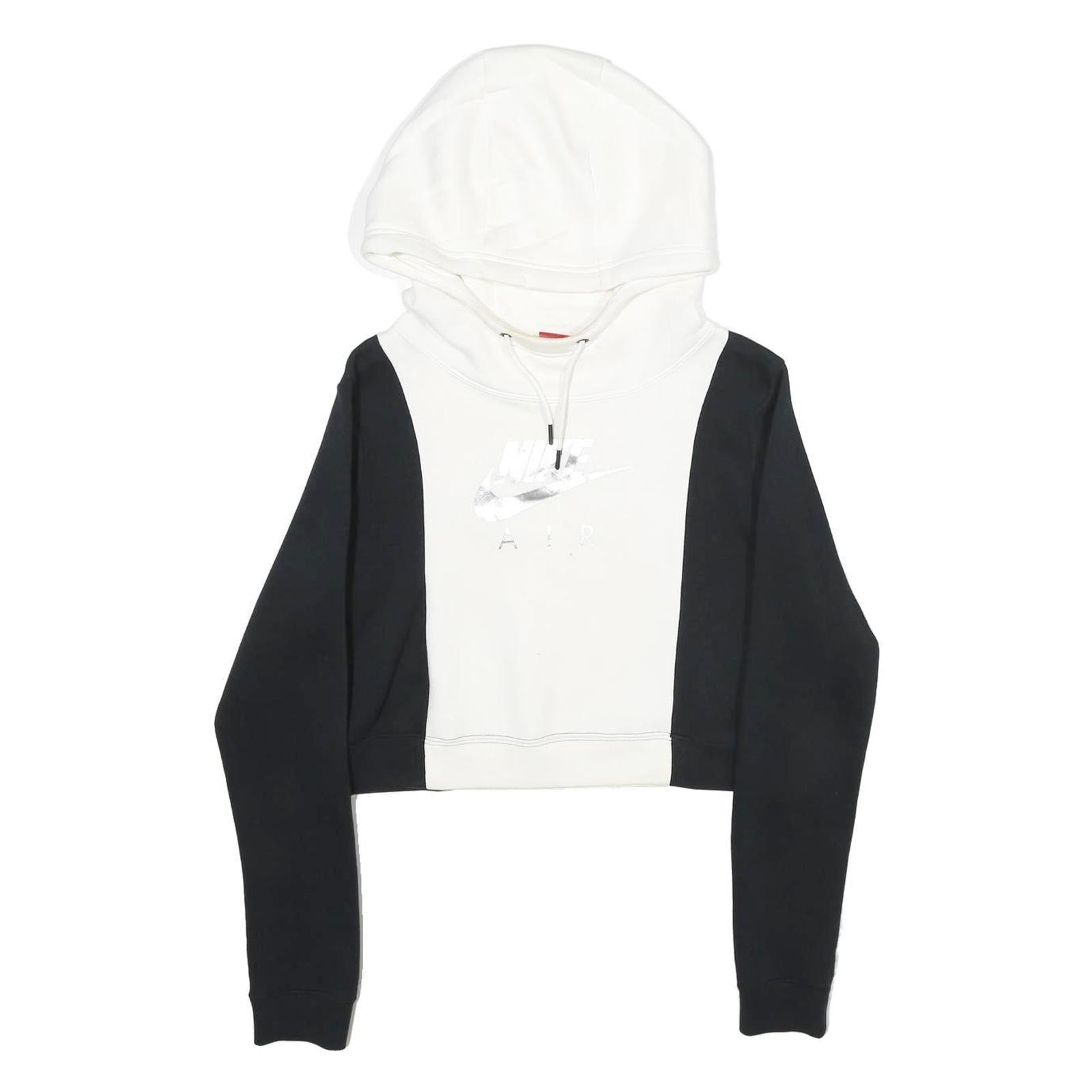 NIKE Womens Black & White Cropped Hoodie M Cotton Blend Casual Activewear Refurbished - N/A refurbished available on Cerqular
