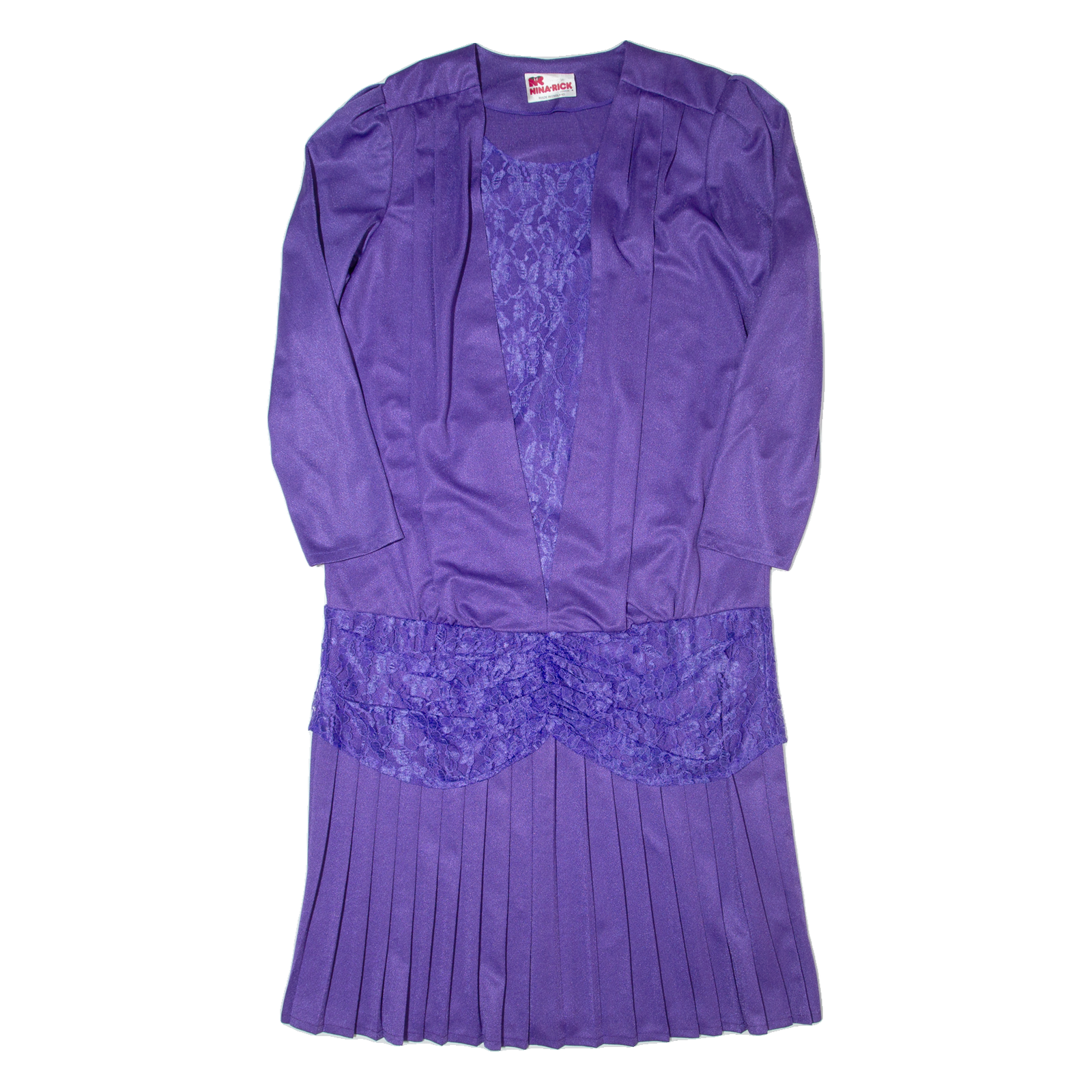 NINA RICK Womens Fit & Flare Dress Purple Long Sleeve Midi UK 14 Refurbished - N/A refurbished available on Cerqular