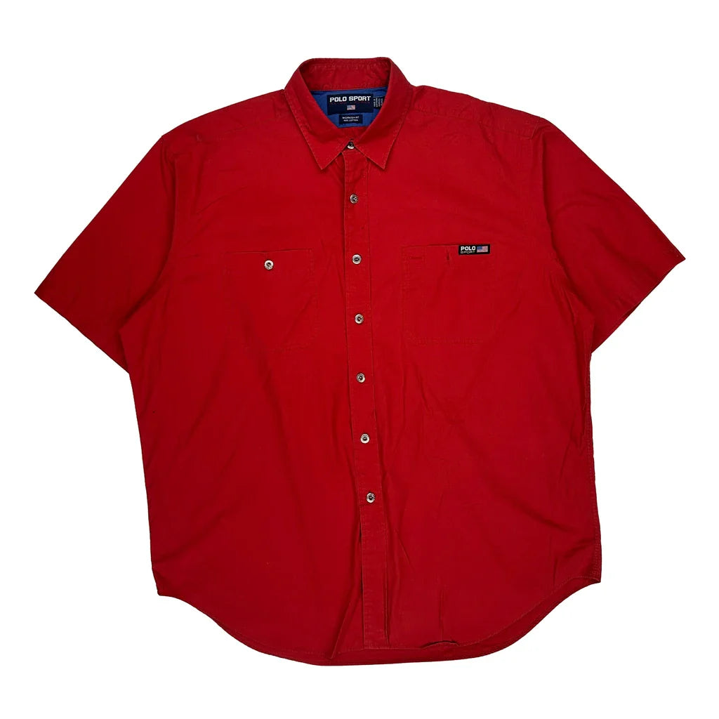 Polo Sport Short Sleeve Shirt - XL Red Cotton Refurbished - Thrifted (note: this is a term often used to describe second- refurbished available on Cerqular