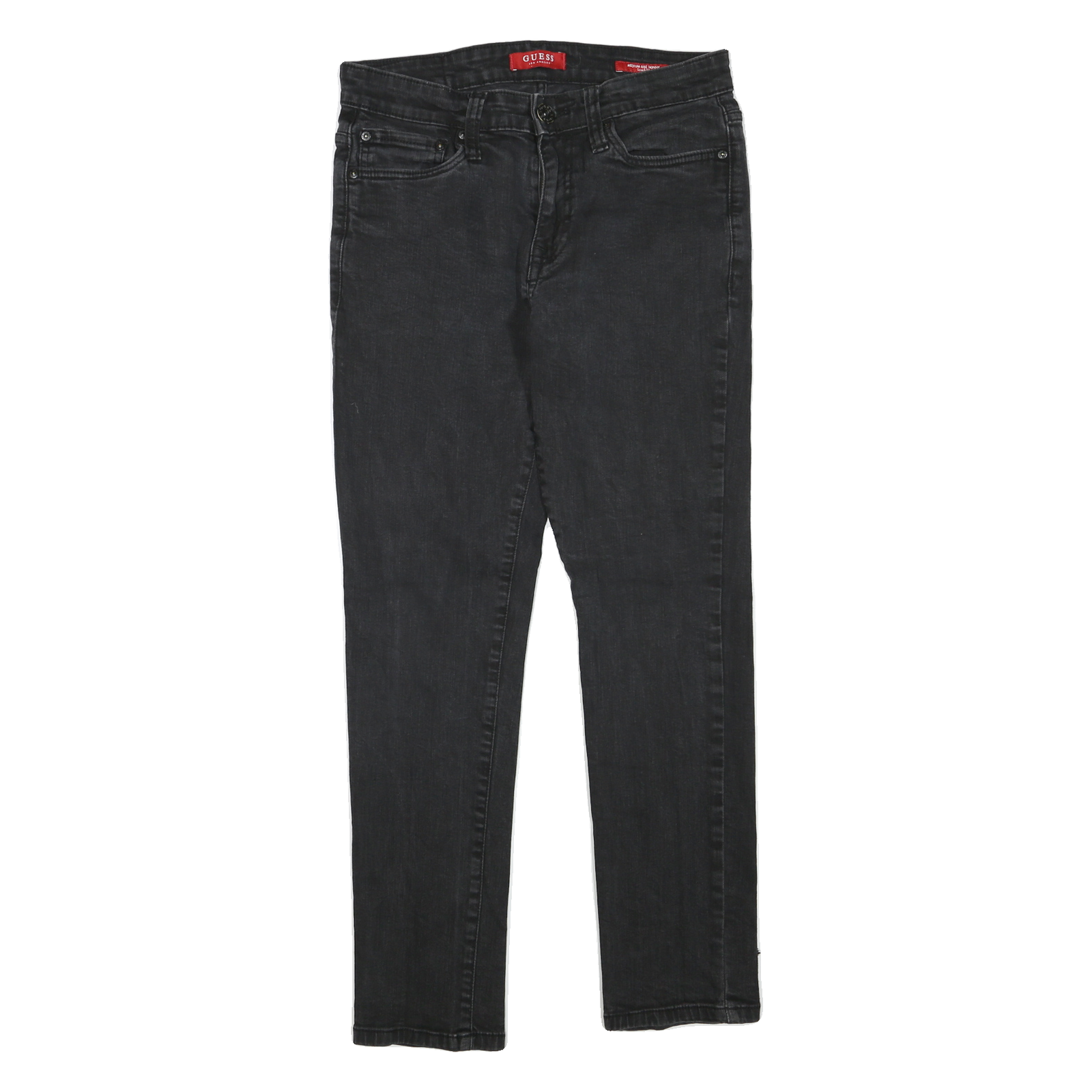 GUESS Womens Black Regular Skinny Denim Dark Zip W28 L28 Stylish Comfortable Refurbished - N/A refurbished available on Cerqular