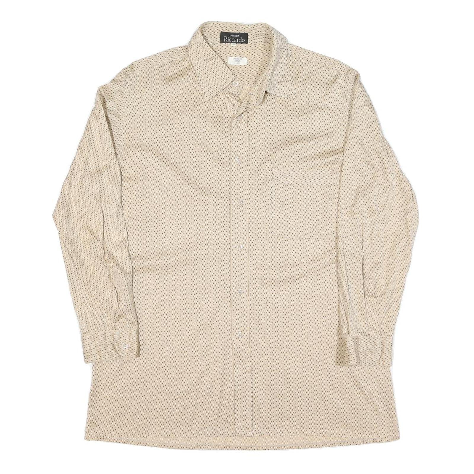 Buy Mens Beige & Brown Patterned Shirt M Cotton Blend Classic Casual Button Down Refurbished - $16.89 Mens Beige & Brown Patterned Shirt M Cotton Blend Classic Casual Button Down Refurbished - N/A refurbished available on Cerqular