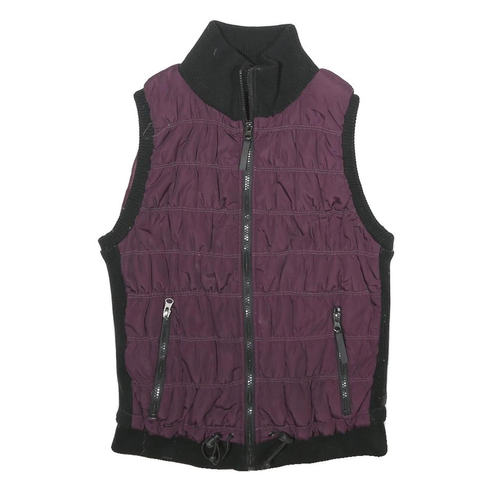 CALVIN KLEIN PERFORMANCE Womens Purple & Black Zip Jacket M Polyester Quilted Refurbished - N/A refurbished available on Cerqular