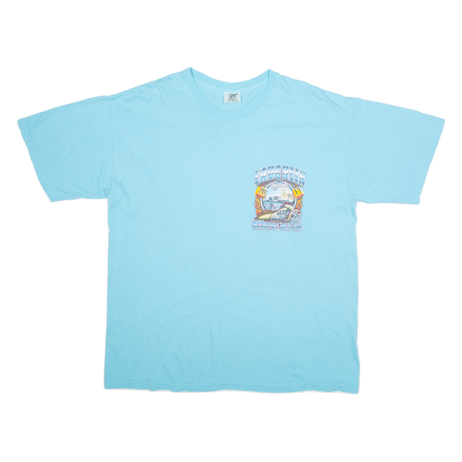 COMFORT COLORS Laughlin Motorcycle Rally Mens T-Shirt Blue USA XL Refurbished - N/A refurbished available on Cerqular