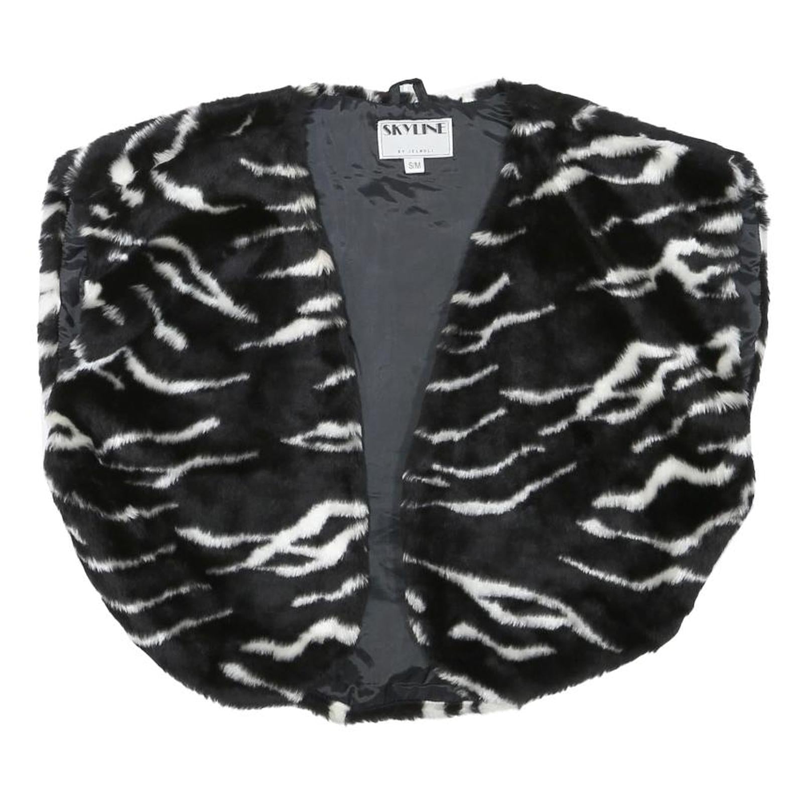 SKYLINE Womens Black & White Zebra Print Jacket S Polyester Blend Faux Fur Refurbished - N/A refurbished available on Cerqular