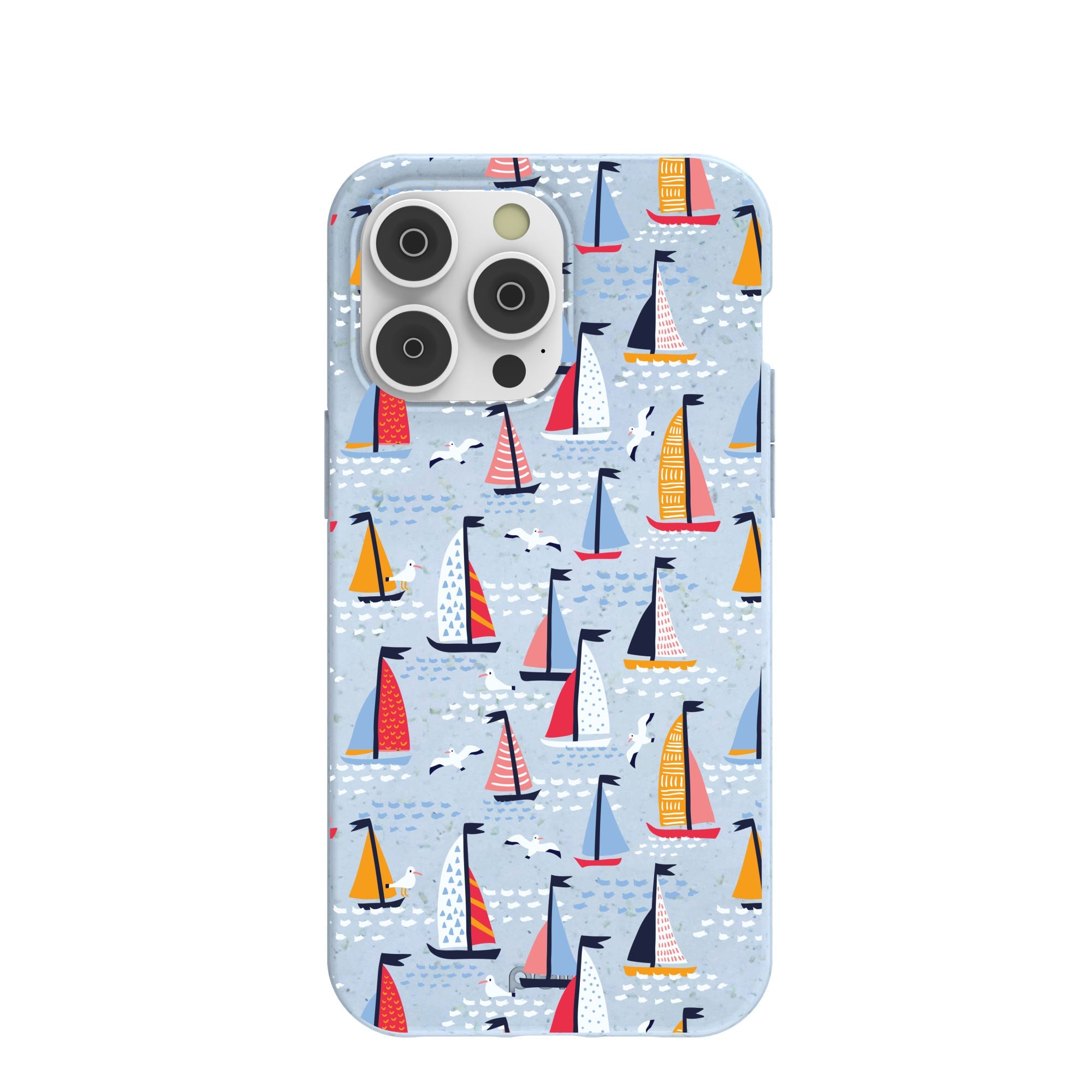 Powder Blue Sails and Seagulls iPhone 14 Pro Max Case Refurbished - Pela Case refurbished available on Cerqular