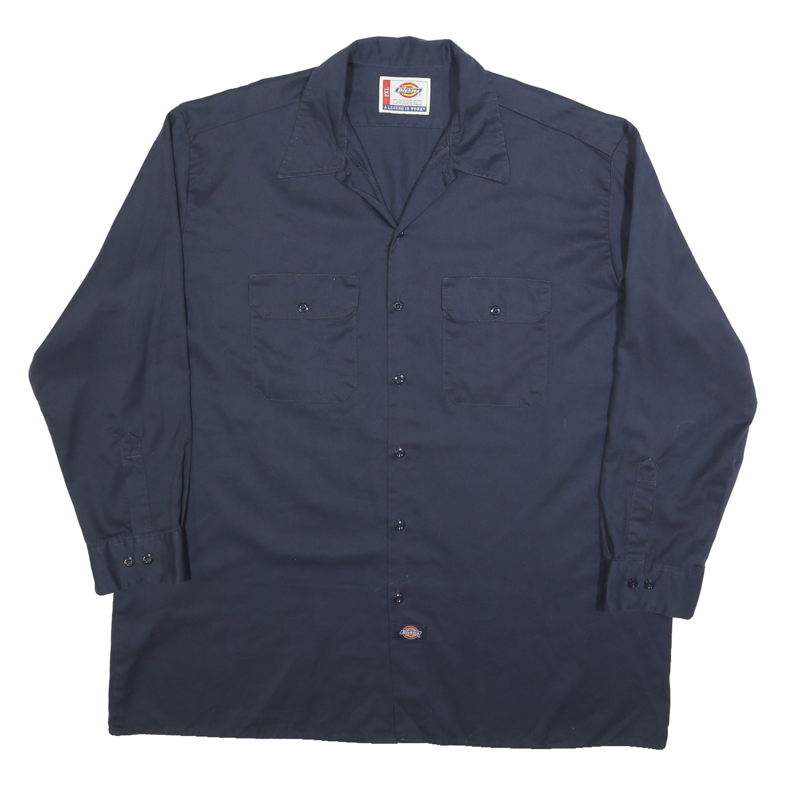 DICKIES Mens Blue Work Shirt 2XL Cotton Button Long Sleeve Two Pockets Refurbished - N/A refurbished available on Cerqular