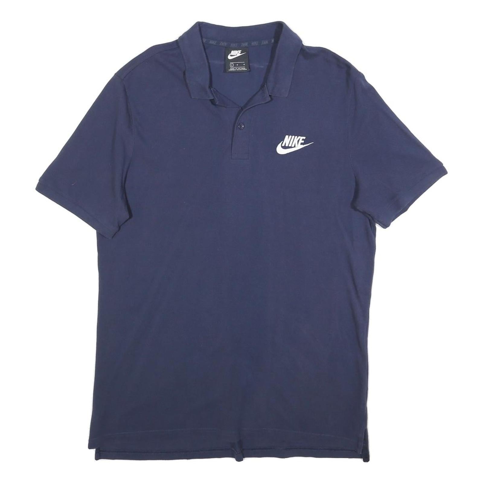 NIKE Mens Navy Blue Short Sleeve Plain L Polo Shirt Cotton Blend Casual Refurbished - N/A refurbished available on Cerqular