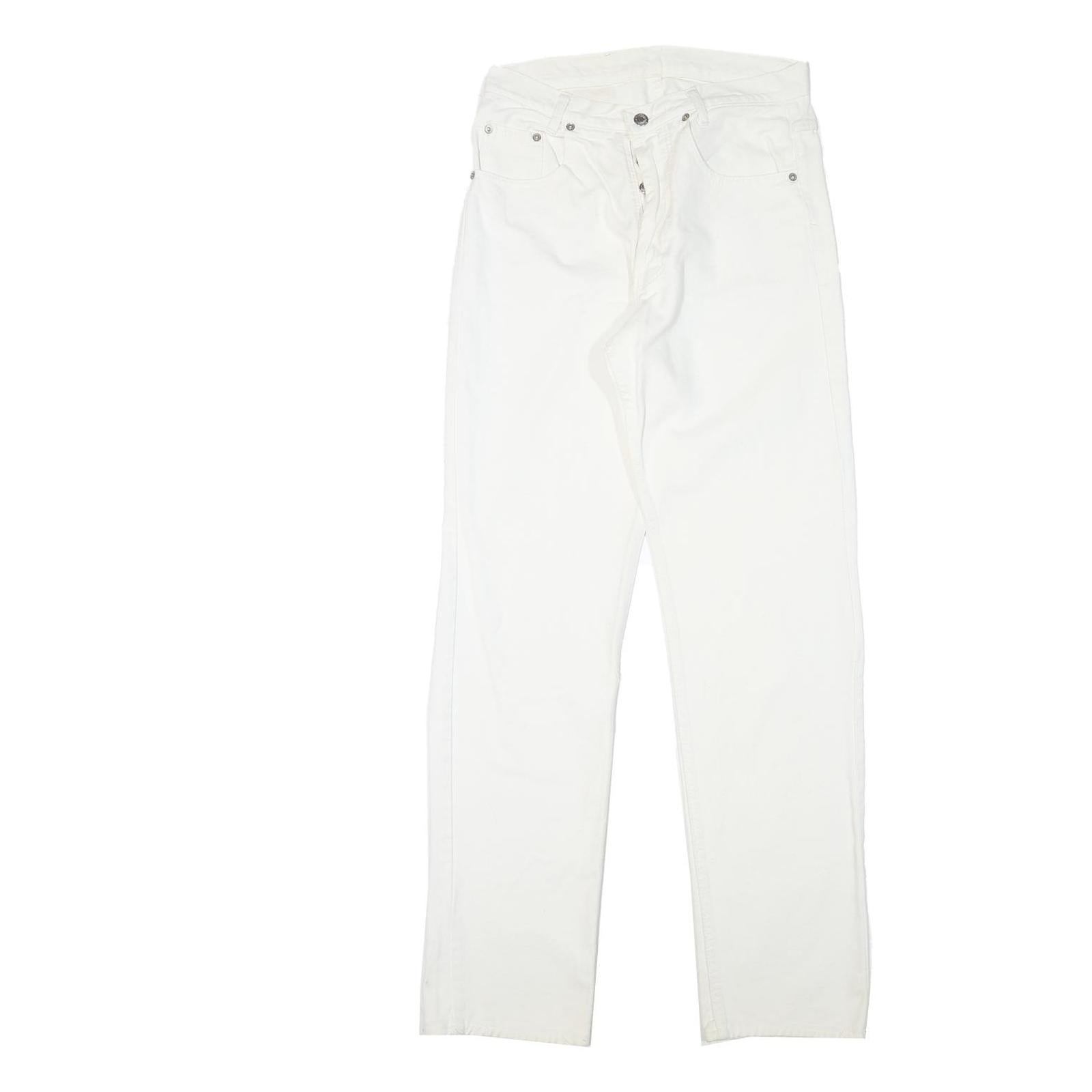 Mens White Regular Fit Straight Leg Denim Cotton Blend Jeans Button W28 L32 Refurbished - N/A refurbished available on Cerqular