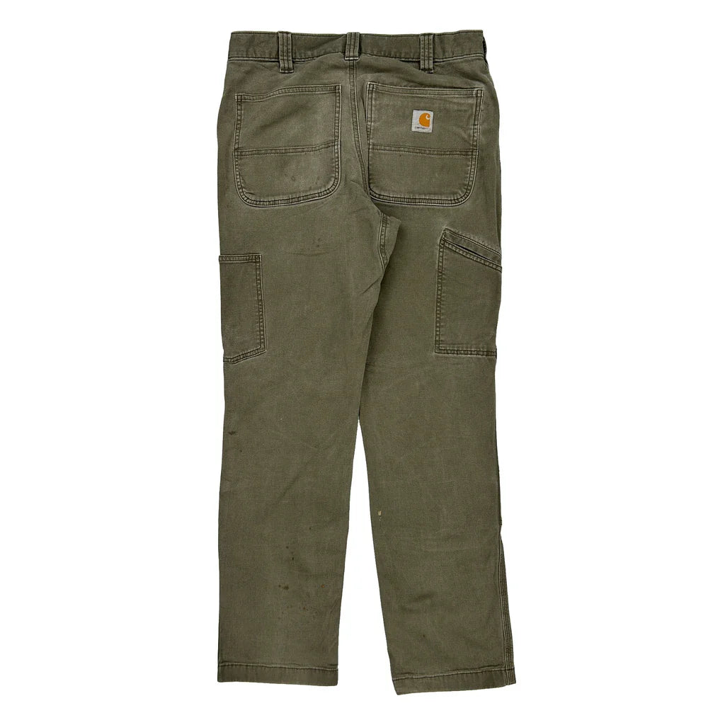 Carhartt Double Knee Carpenter Trousers - 32W 29L Khaki Cotton Refurbished - Thrifted (note: this is a term often used to describe second- refurbished available on Cerqular