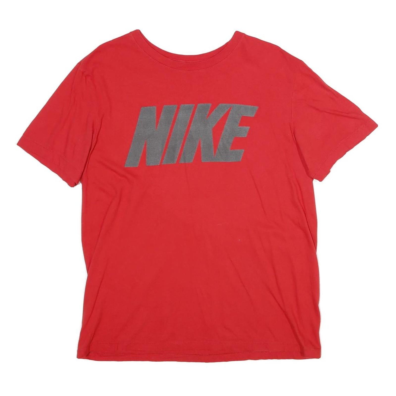 NIKE Mens Red Logo Graphic T-Shirt M Short Sleeve Crew Neck Cotton Casual Refurbished - N/A refurbished available on Cerqular