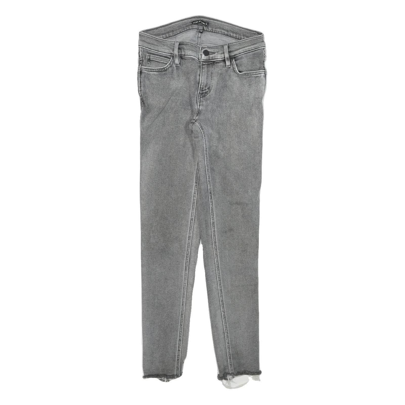 LEVI'S Womens Jeans Grey Slim Skinny Denim Medium W25 L27 Distressed Hem Zip Refurbished - N/A refurbished available on Cerqular