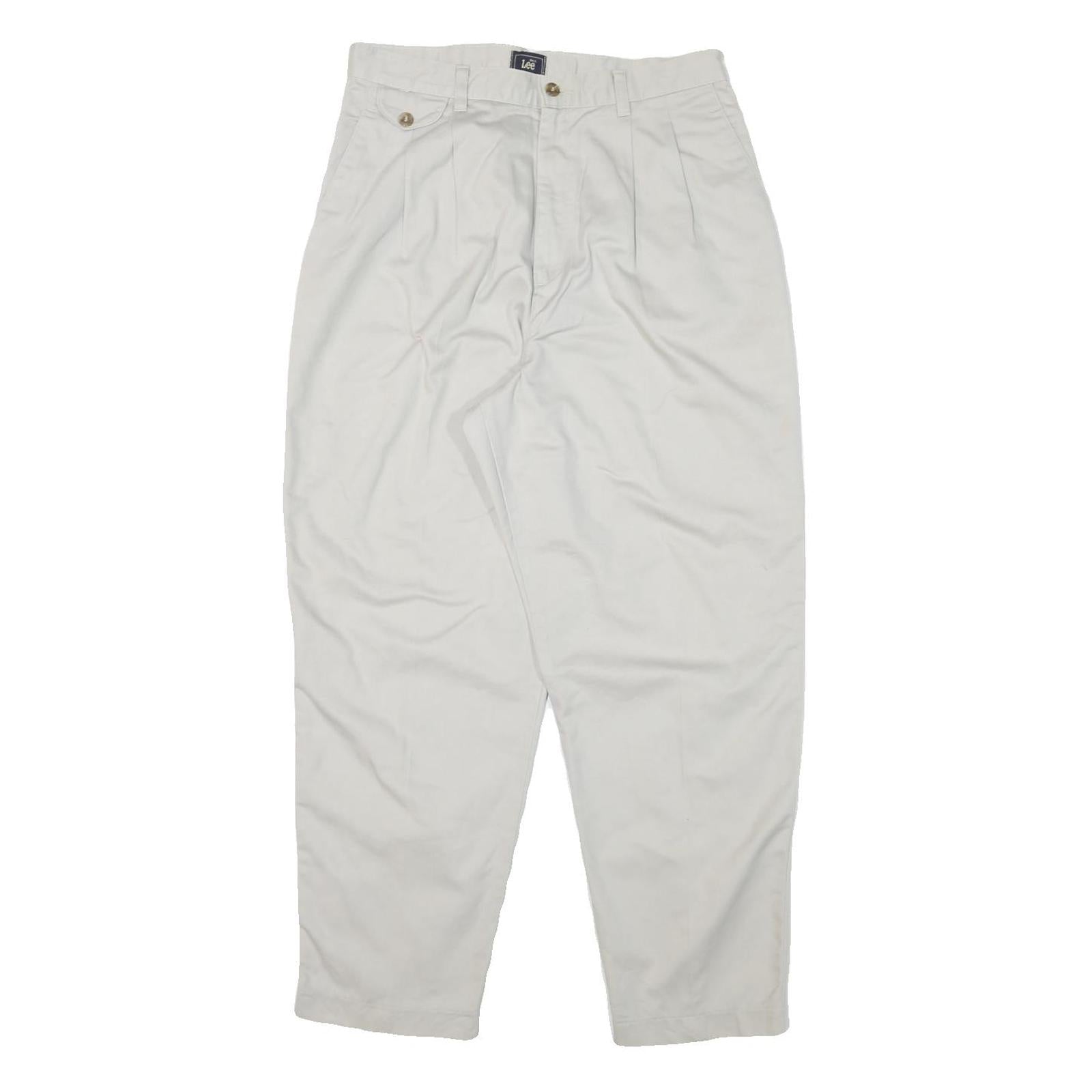 LEE Womens Cotton Blend White Relaxed Straight Trousers W30 L27 Casual Comfort Refurbished - N/A refurbished available on Cerqular