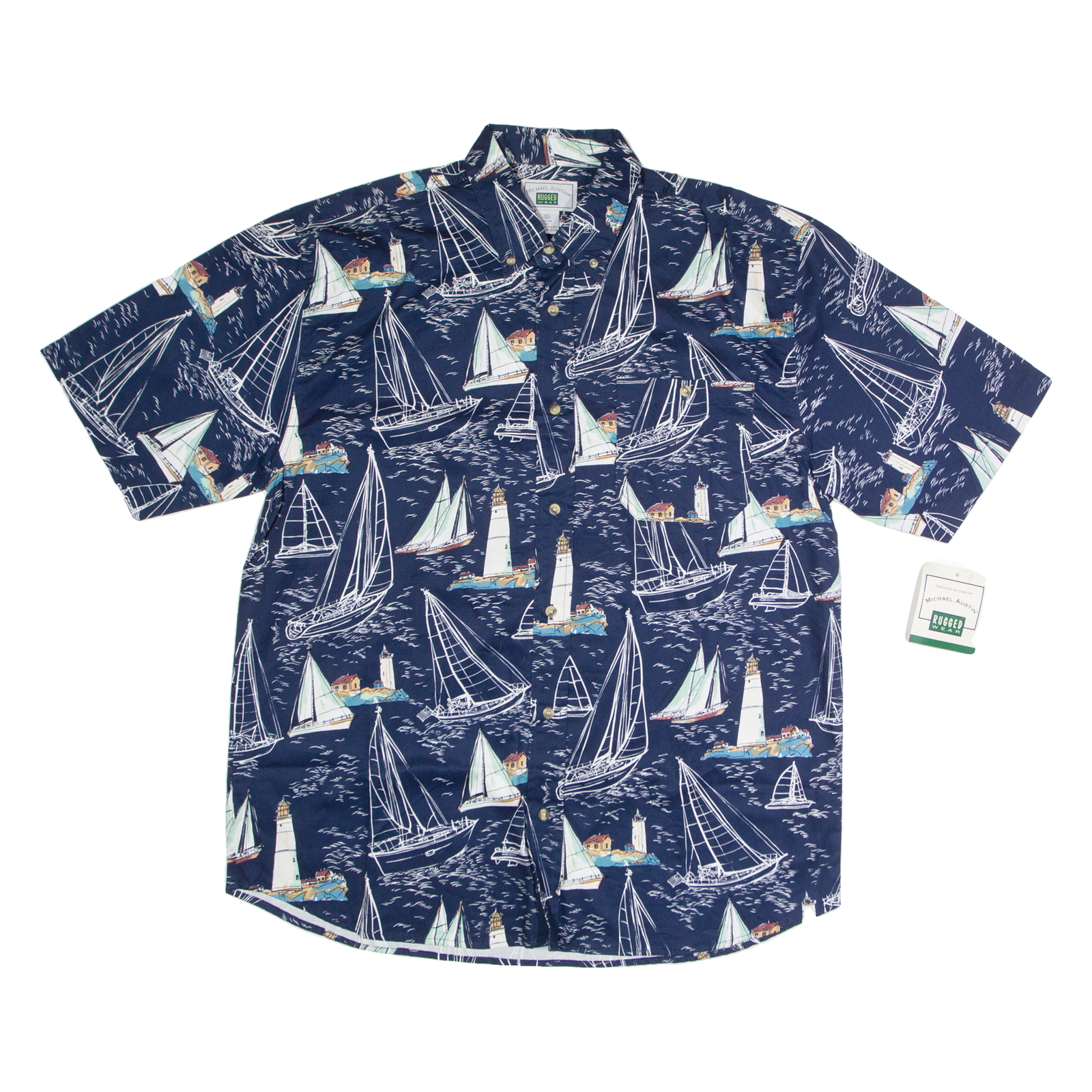 MICHAEL AUSTIN Mens Shirt Blue Crazy Pattern XL Refurbished - N/A refurbished available on Cerqular