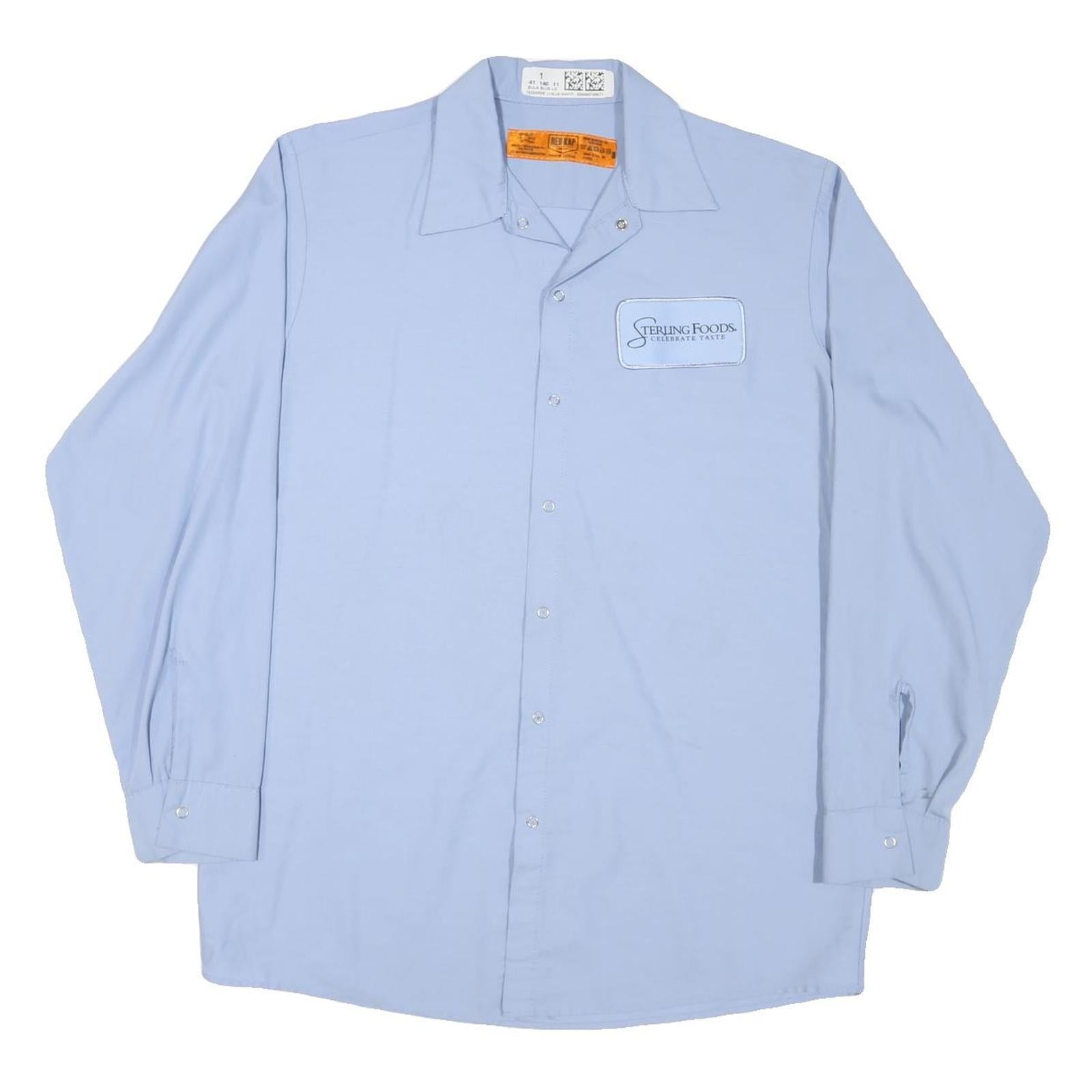 RED KAP Mens Blue Work Shirt L Logo Button-Up Long Sleeve Durable Cotton Blend Refurbished - N/A refurbished available on Cerqular