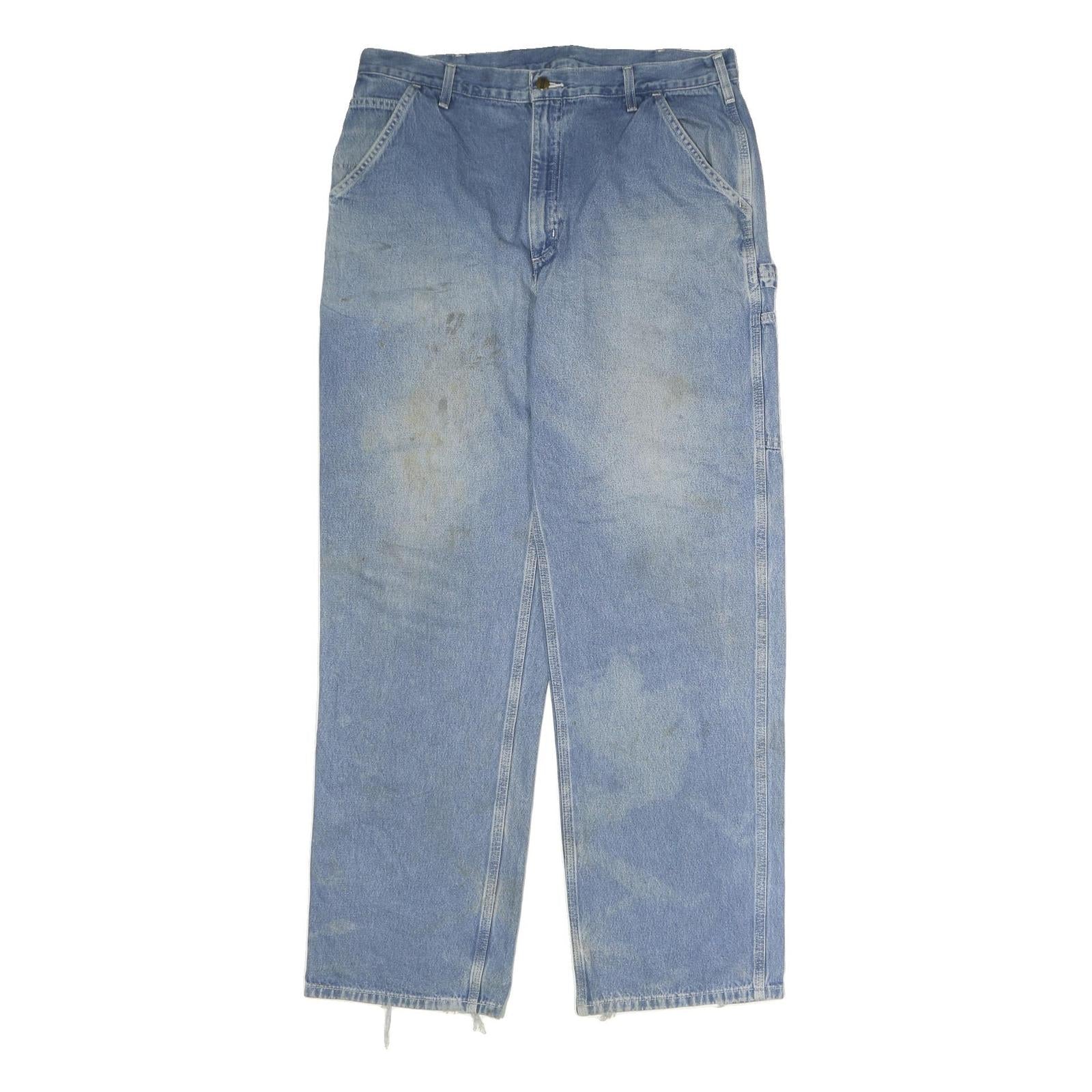 CARHARTT Mens Relaxed Light Blue Denim Jeans W38 L34 Workwear Utility Zip Refurbished - N/A refurbished available on Cerqular