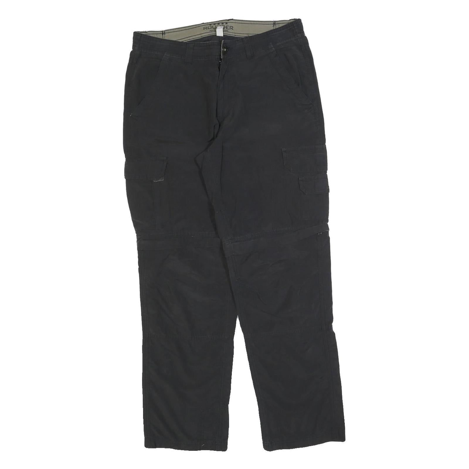 ROUNDER Mens Regular Black Cotton Blend Cargo Trousers W32 L30 Utility Pocket Refurbished - N/A refurbished available on Cerqular