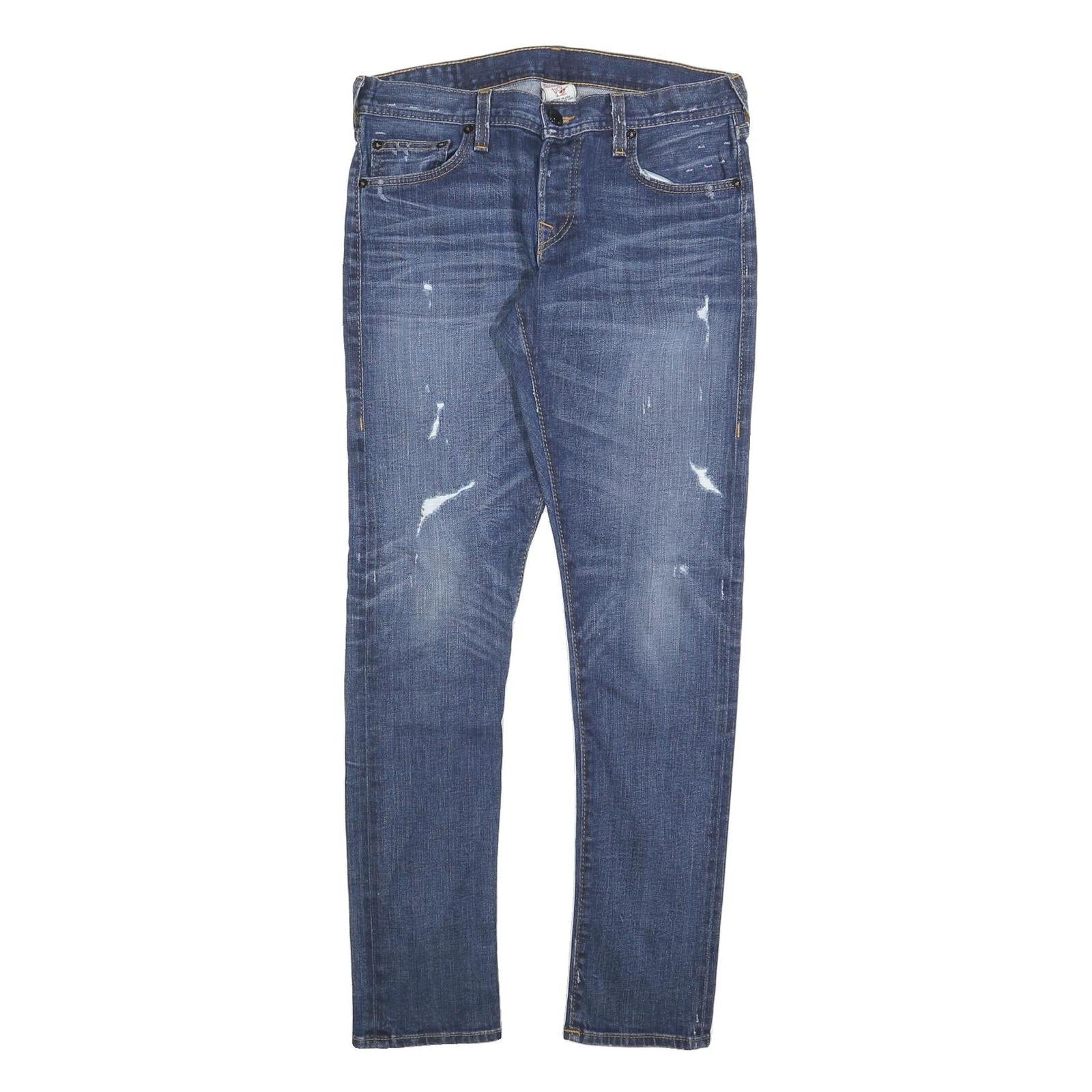 TRUE RELIGION Womens Jeans Blue Slim Skinny Denim Light W30 L32 Distressed Zip Refurbished - N/A refurbished available on Cerqular