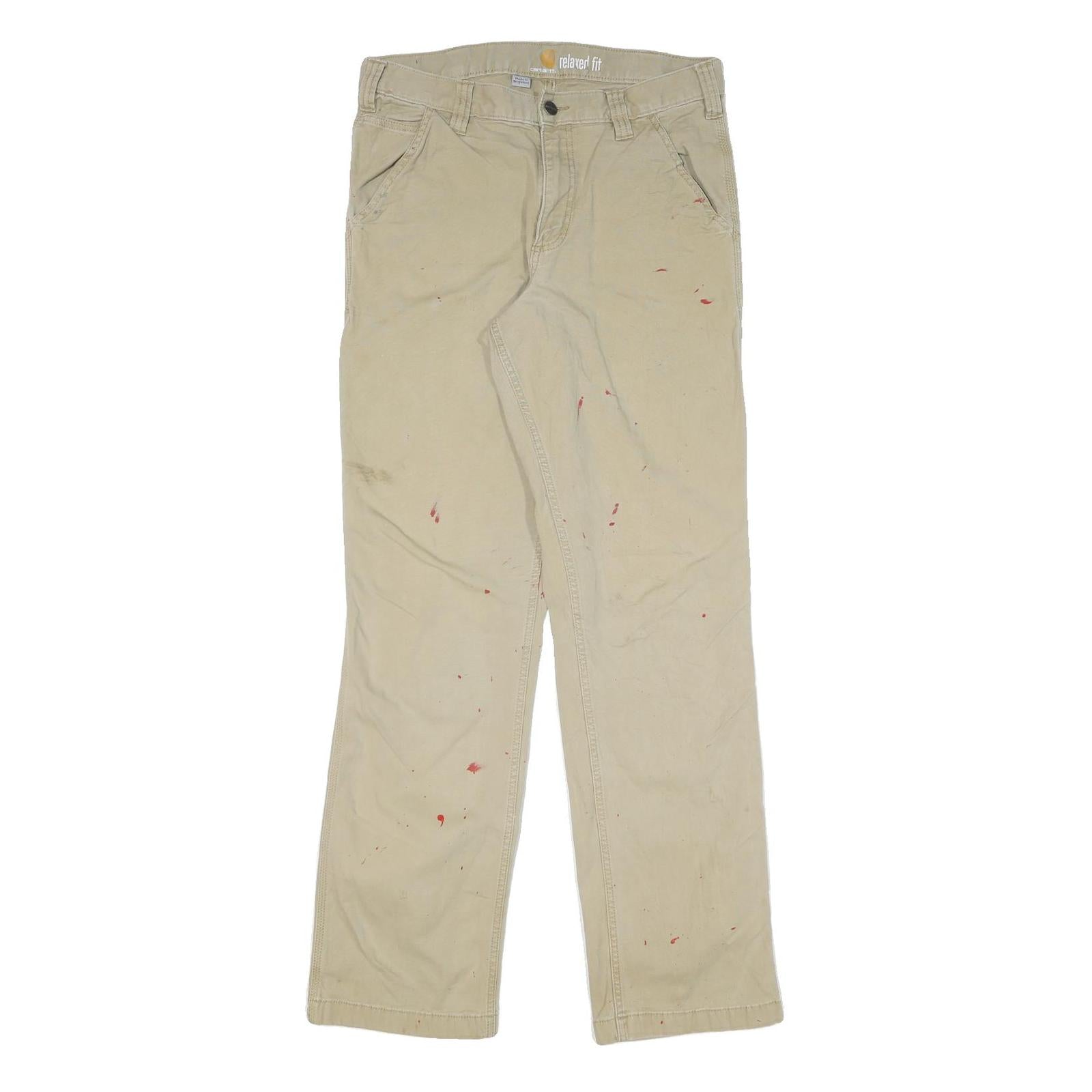 CARHARTT Mens Cotton Blend Beige Relaxed Straight Trousers W32 L34 Workwear Refurbished - N/A refurbished available on Cerqular