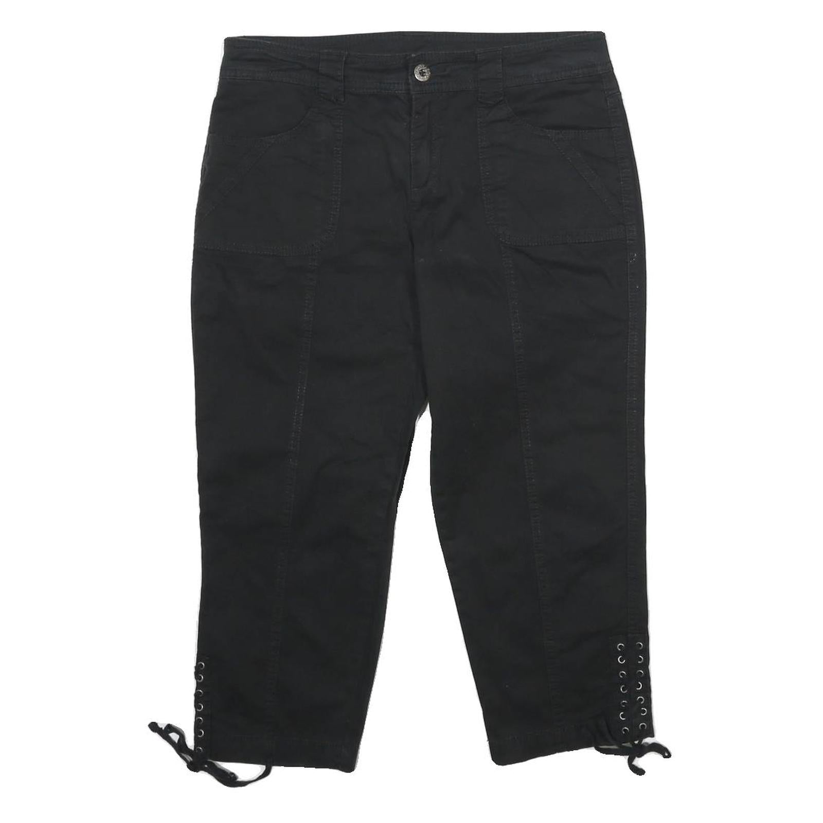 STYLE & CO Womens Black Casual Shorts UK 8 W30 Cotton Blend Lace-Up Hem Refurbished - N/A refurbished available on Cerqular