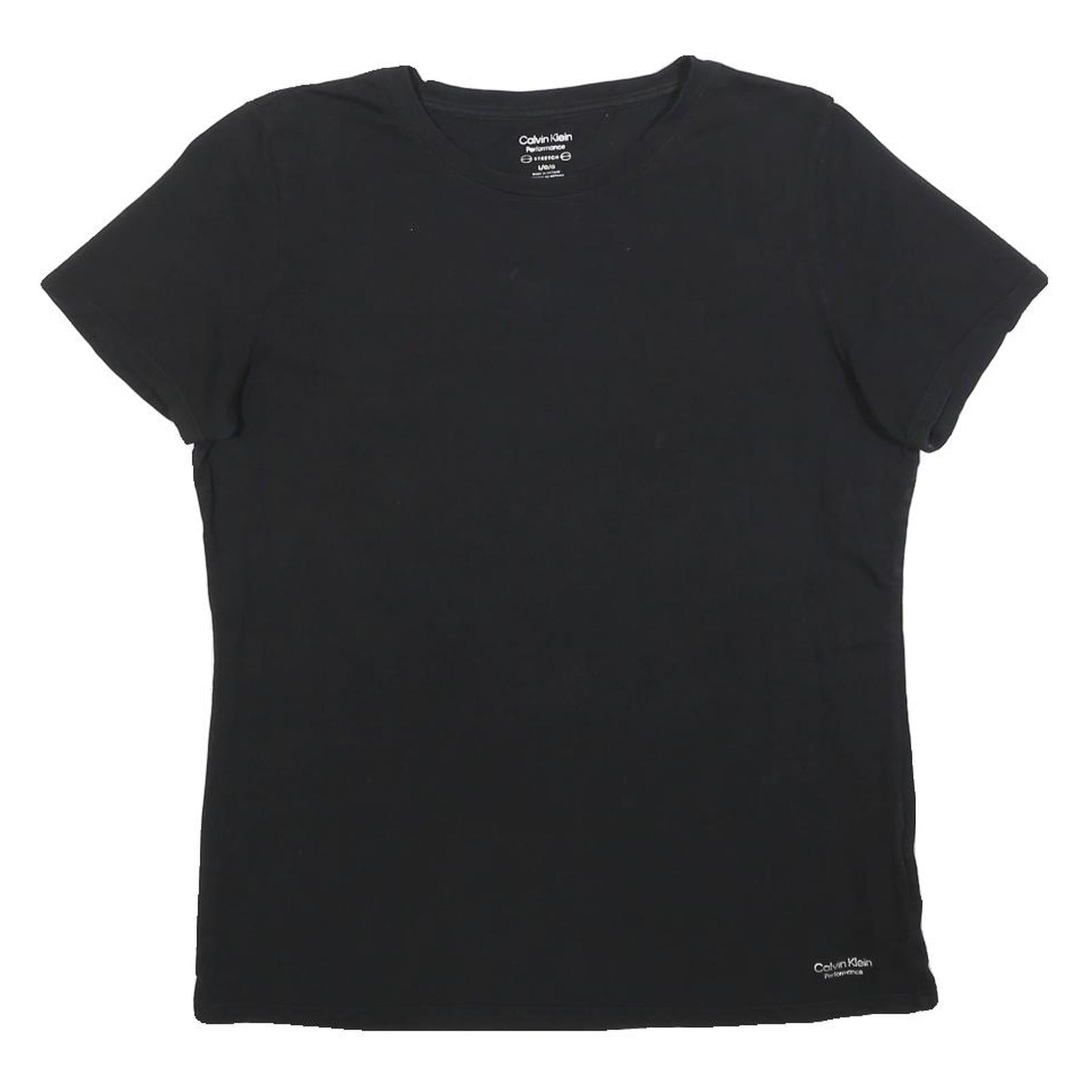 CALVIN KLEIN Womens Black Cotton Blend T-Shirt L Short Sleeve Crew Neck Plain Refurbished - N/A refurbished available on Cerqular