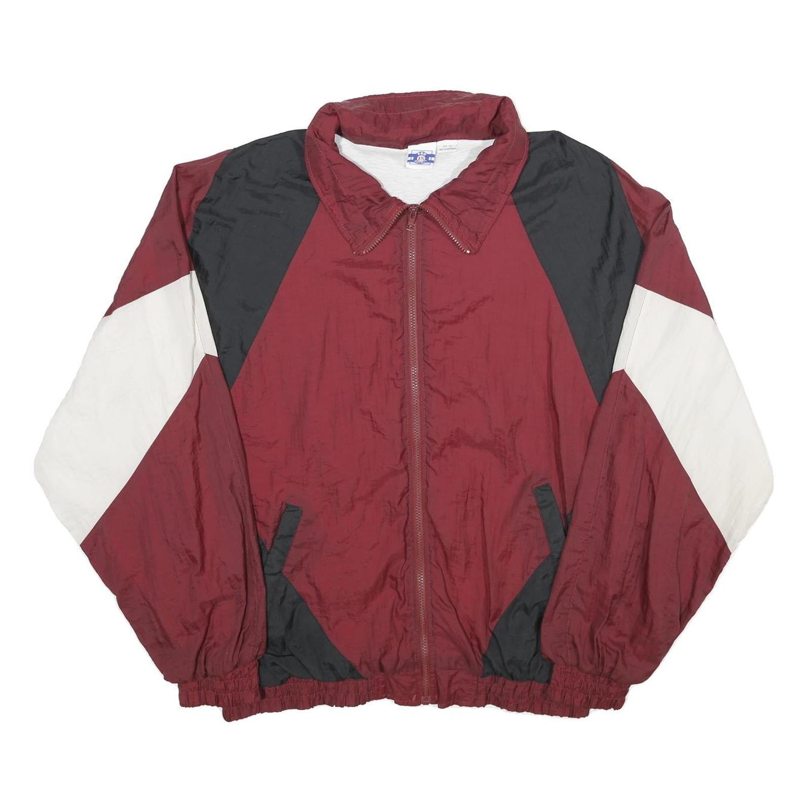 PRO SPIRIT Mens Maroon Black & White Windbreaker Jacket XL Nylon Colourblock Zip Refurbished - N/A refurbished available on Cerqular