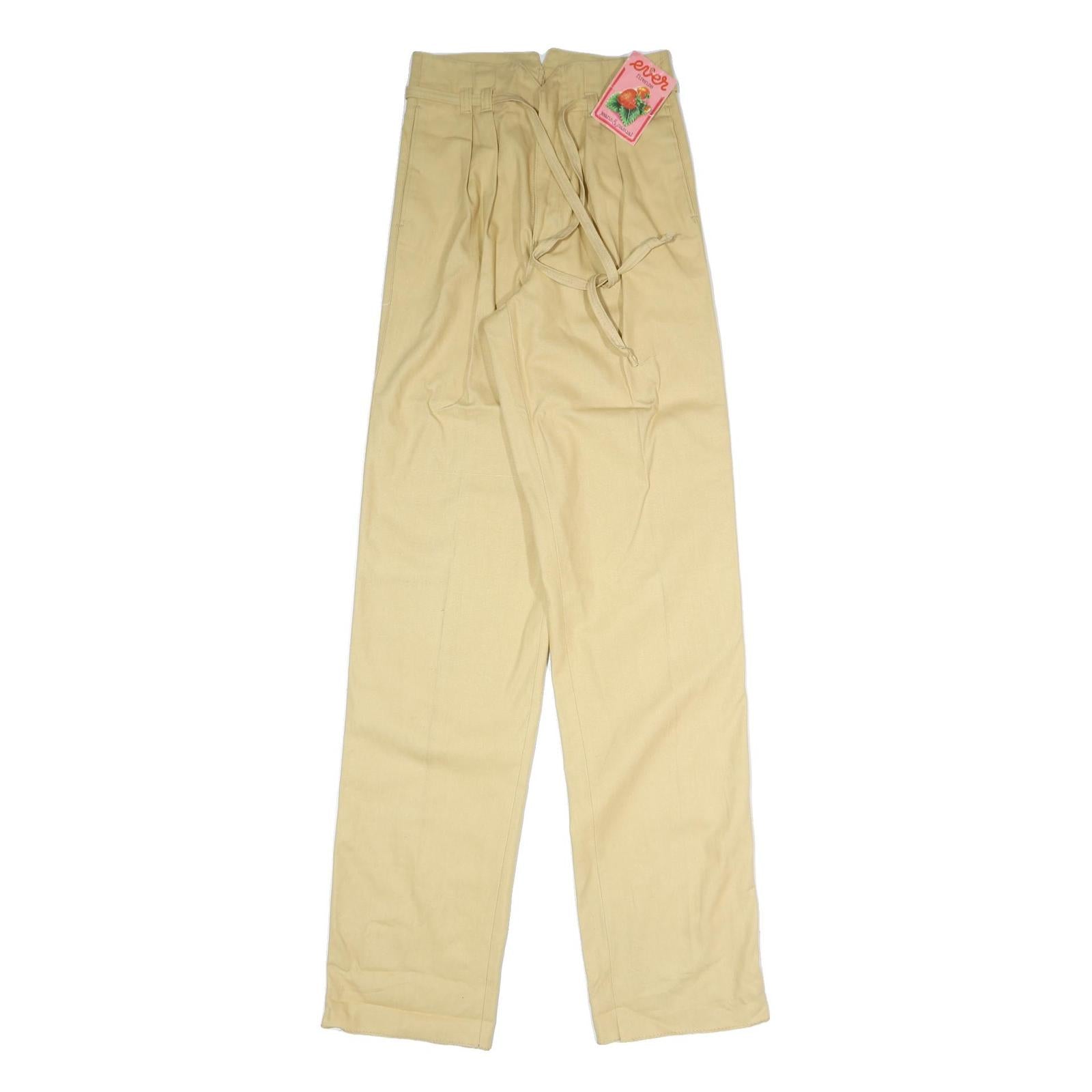 CLARK Womens Cotton Blend Beige Relaxed Straight Trousers W25 L37 Zip Casual Refurbished - N/A refurbished available on Cerqular