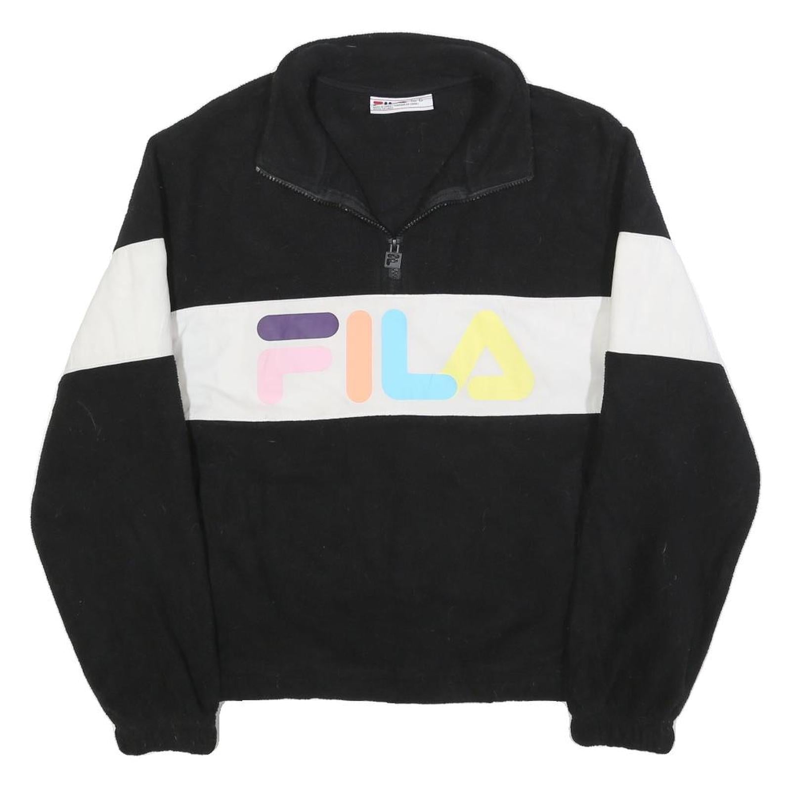 FILA Womens Black White Colourblock Pullover Plain Round Neck Tight Knit S Refurbished - N/A refurbished available on Cerqular