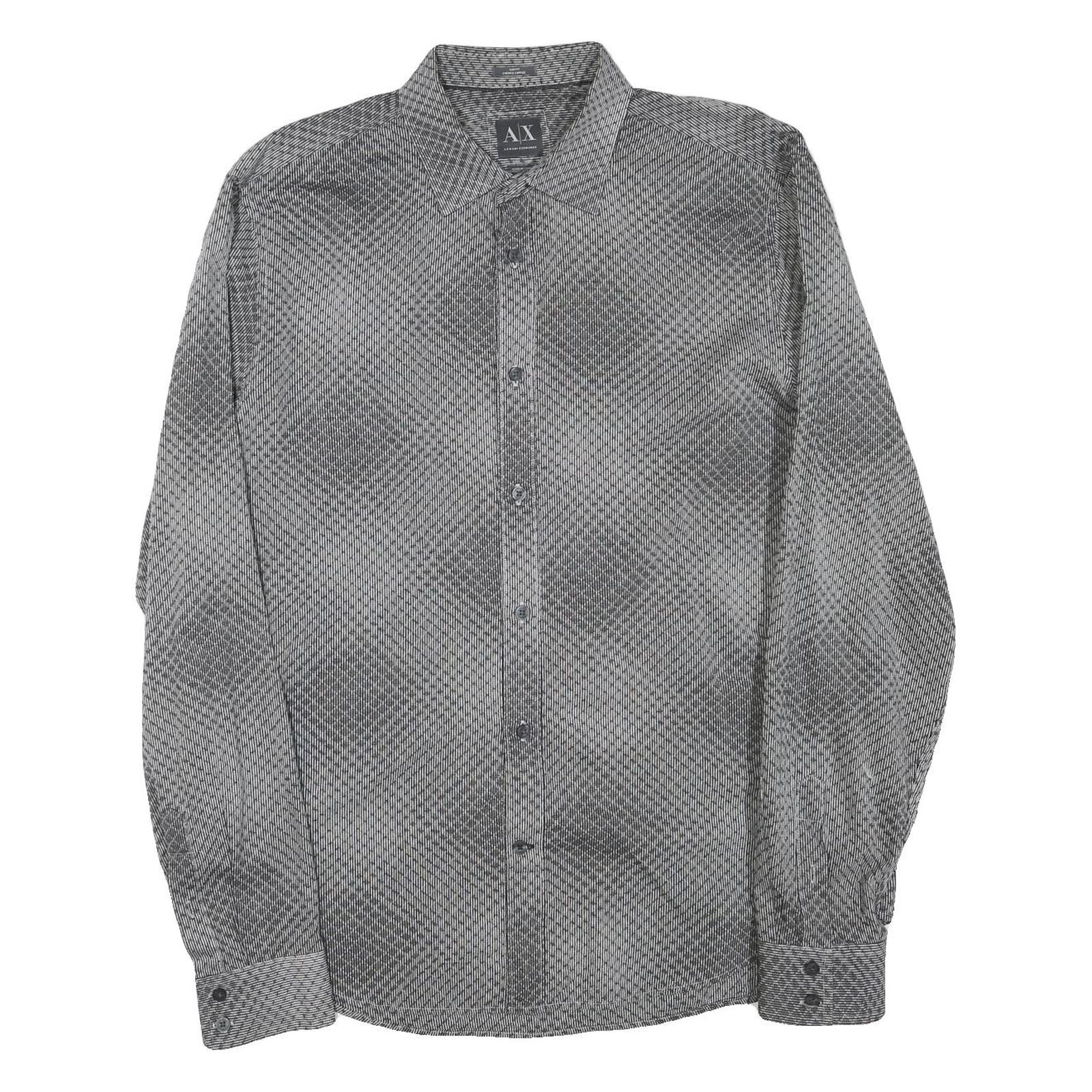 ARMANI EXCHANGE Mens Black Grey Cotton Blend Patterned Shirt L Long Sleeve Refurbished - N/A refurbished available on Cerqular