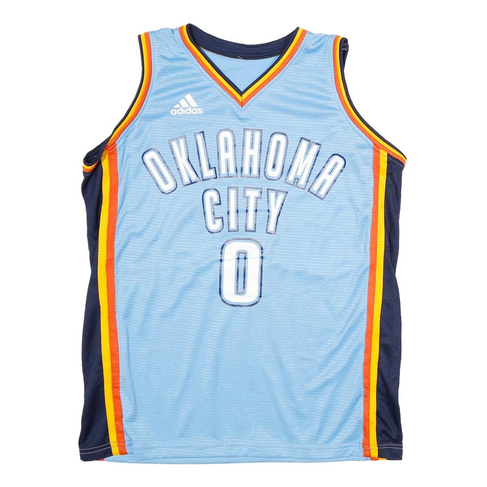 ADIDAS Mens Blue Jersey S Sleeveless V-Neck Oklahoma City Westbrook Number 0 Refurbished - N/A refurbished available on Cerqular
