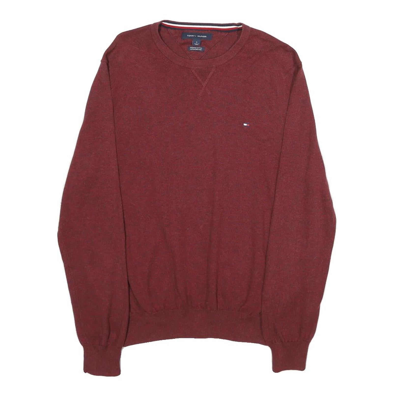 Buy TOMMY HILFIGER Mens Maroon Plain Cotton Pullover Crew Neck Basic Knit M Sweater Refurbished - $40.29 TOMMY HILFIGER Mens Maroon Plain Cotton Pullover Crew Neck Basic Knit M Sweater Refurbished - N/A refurbished available on Cerqular