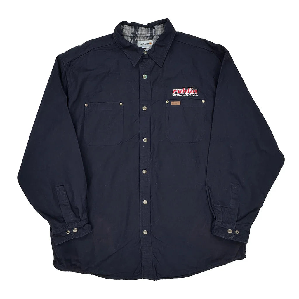 Ruhlin Carhartt Shirt - 2XL Navy Cotton Refurbished - Thrifted (note: this is a term often used to describe second- refurbished available on Cerqular