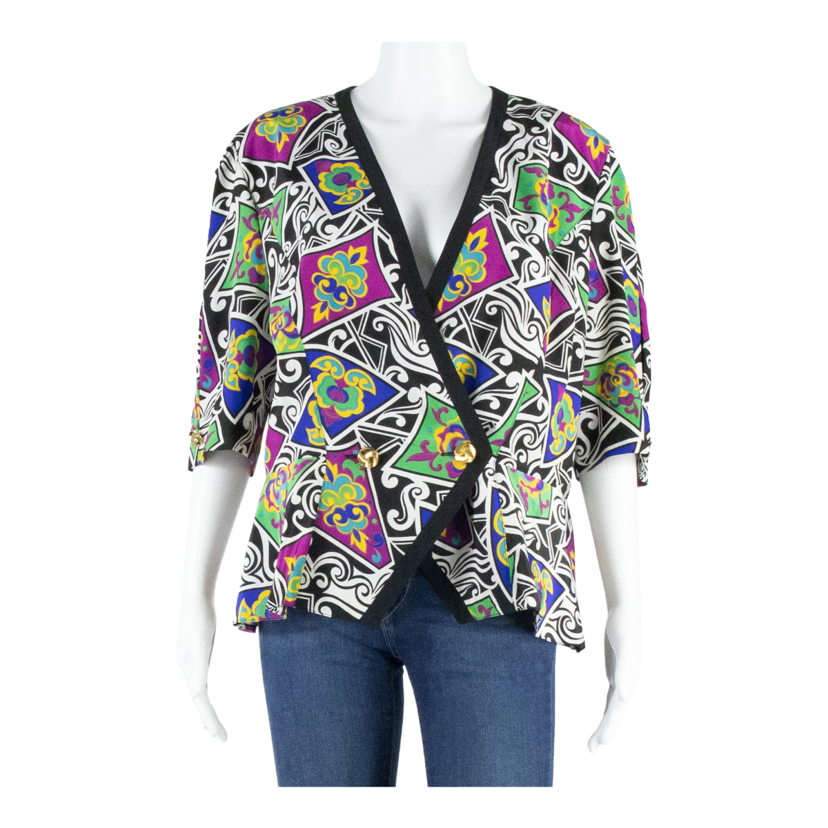 Buy WOLLEN HOF Womens Printed Blouse Black V-Neck Silk Crazy Pattern M Refurbished - $16.89 WOLLEN HOF Womens Printed Blouse Black V-Neck Silk Crazy Pattern M Refurbished - N/A refurbished available on Cerqular