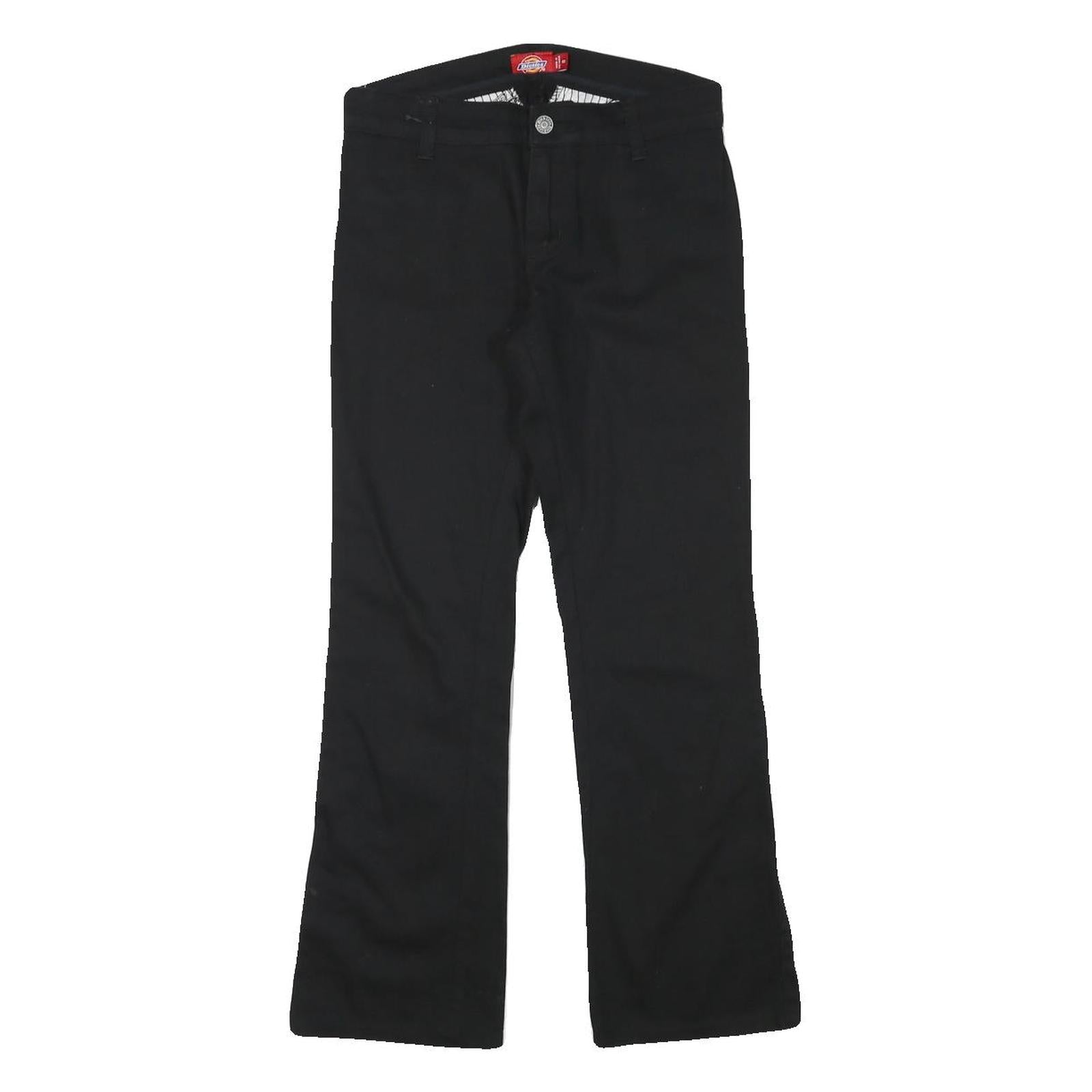 DICKIES Womens Black Regular Fit Straight Leg Trousers W26 L26 Cotton Blend Zip Refurbished - N/A refurbished available on Cerqular