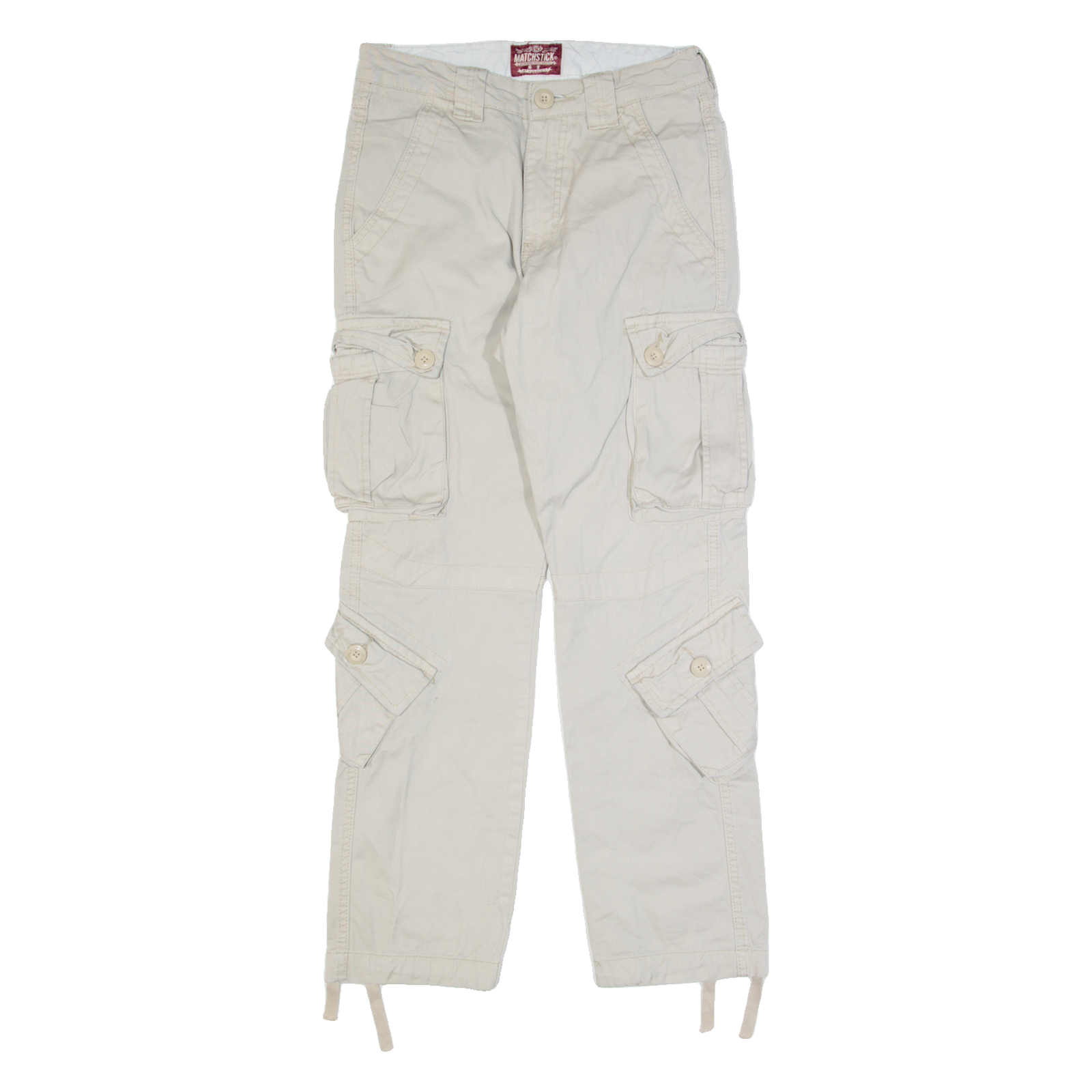MATCHSTICK Cargo Mens Trousers Beige Regular Tapered W30 L30 Refurbished - N/A refurbished available on Cerqular