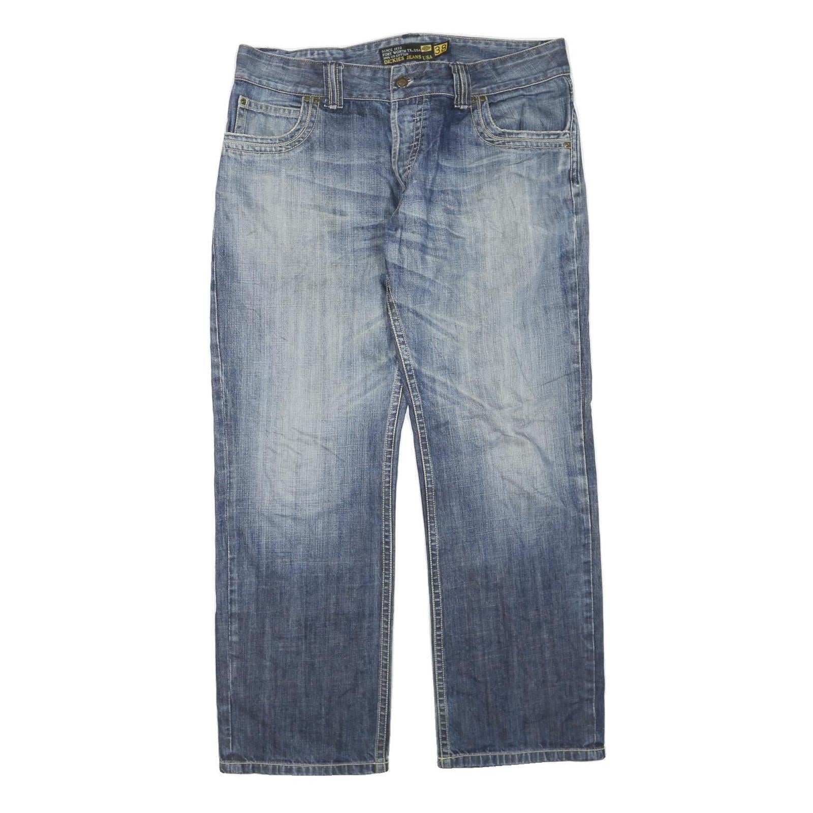 DICKIES Mens Regular Fit Blue Denim Jeans Cotton Blend Zip W38 L32 Classic Refurbished - N/A refurbished available on Cerqular