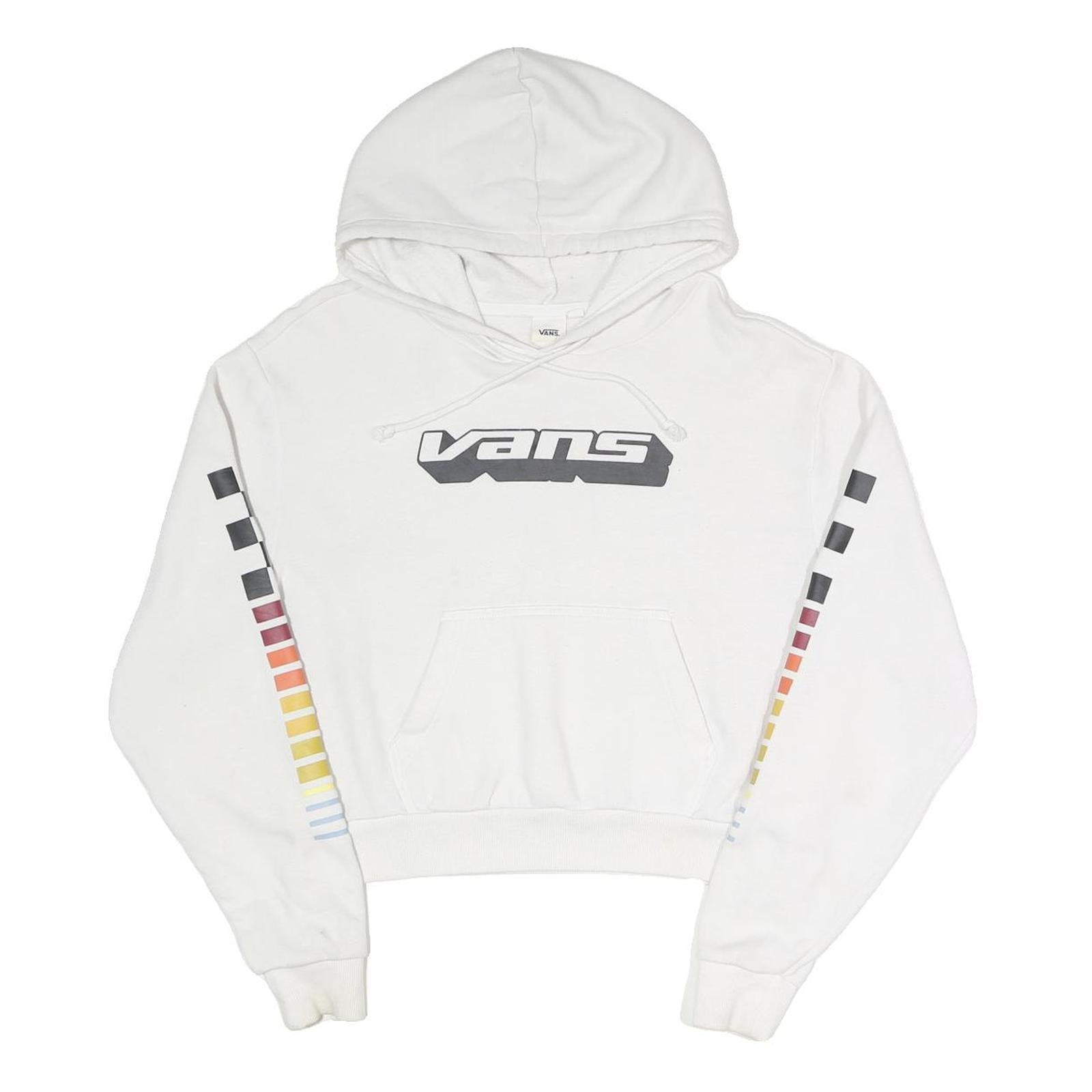 VANS Womens White Hoodie S Cotton Blend Pullover Rainbow Sleeve Print Refurbished - N/A refurbished available on Cerqular