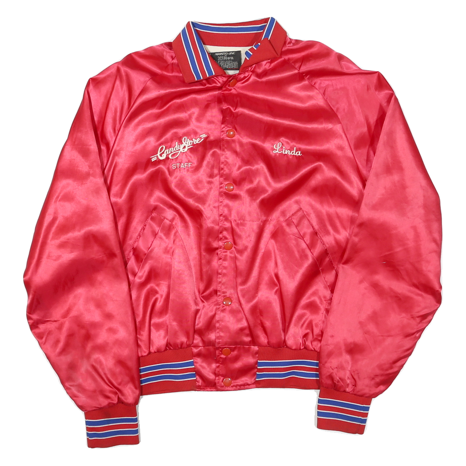 Buy ARISTO JACK Mens Red Candy Store Satin Button Jacket M Nylon Staff Embroidered Refurbished - $33.79 ARISTO JACK Mens Red Candy Store Satin Button Jacket M Nylon Staff Embroidered Refurbished - N/A refurbished available on Cerqular