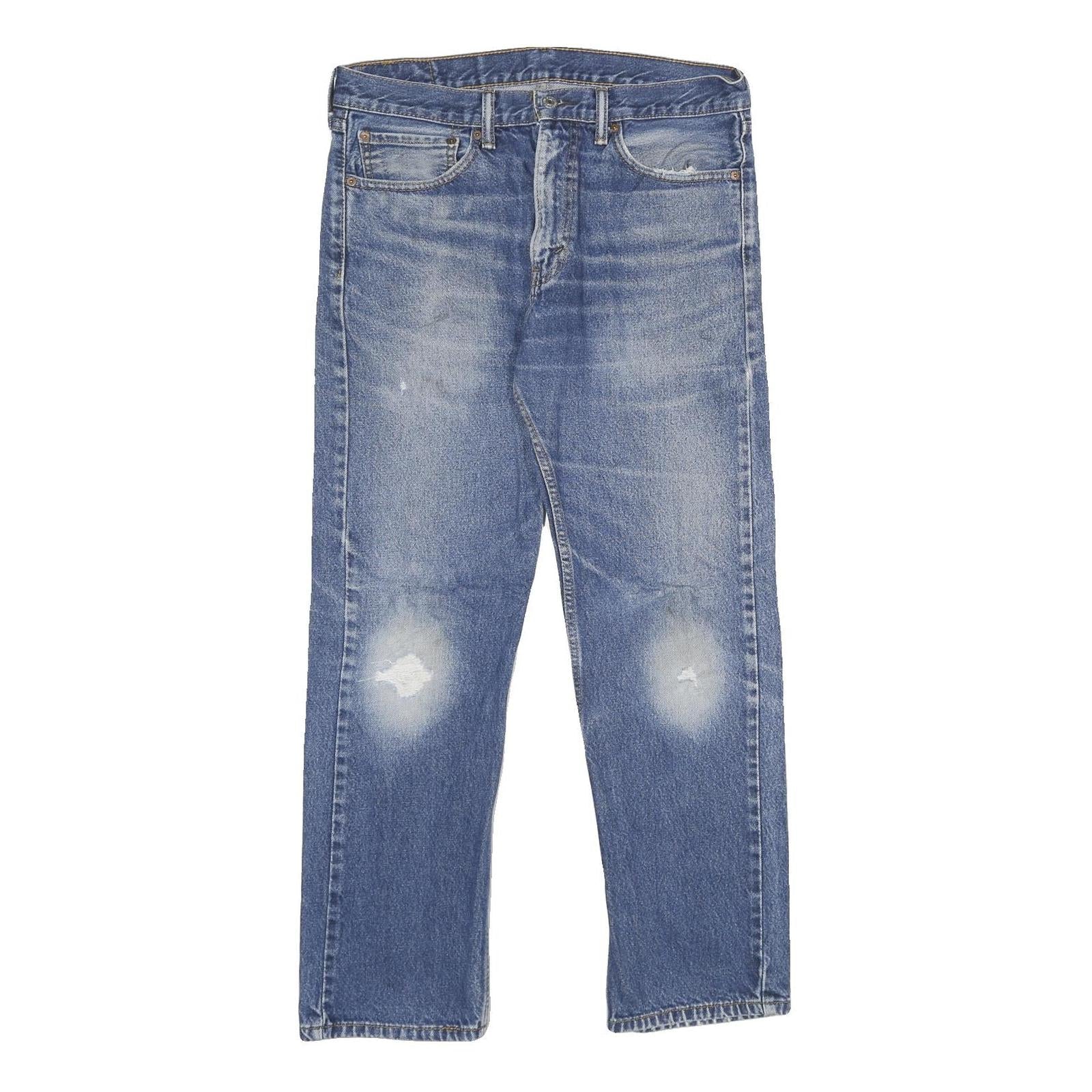 LEVI'S 505 Mens Jeans Blue Regular Straight Denim Medium W34 L30 Classic Zip Refurbished - N/A refurbished available on Cerqular