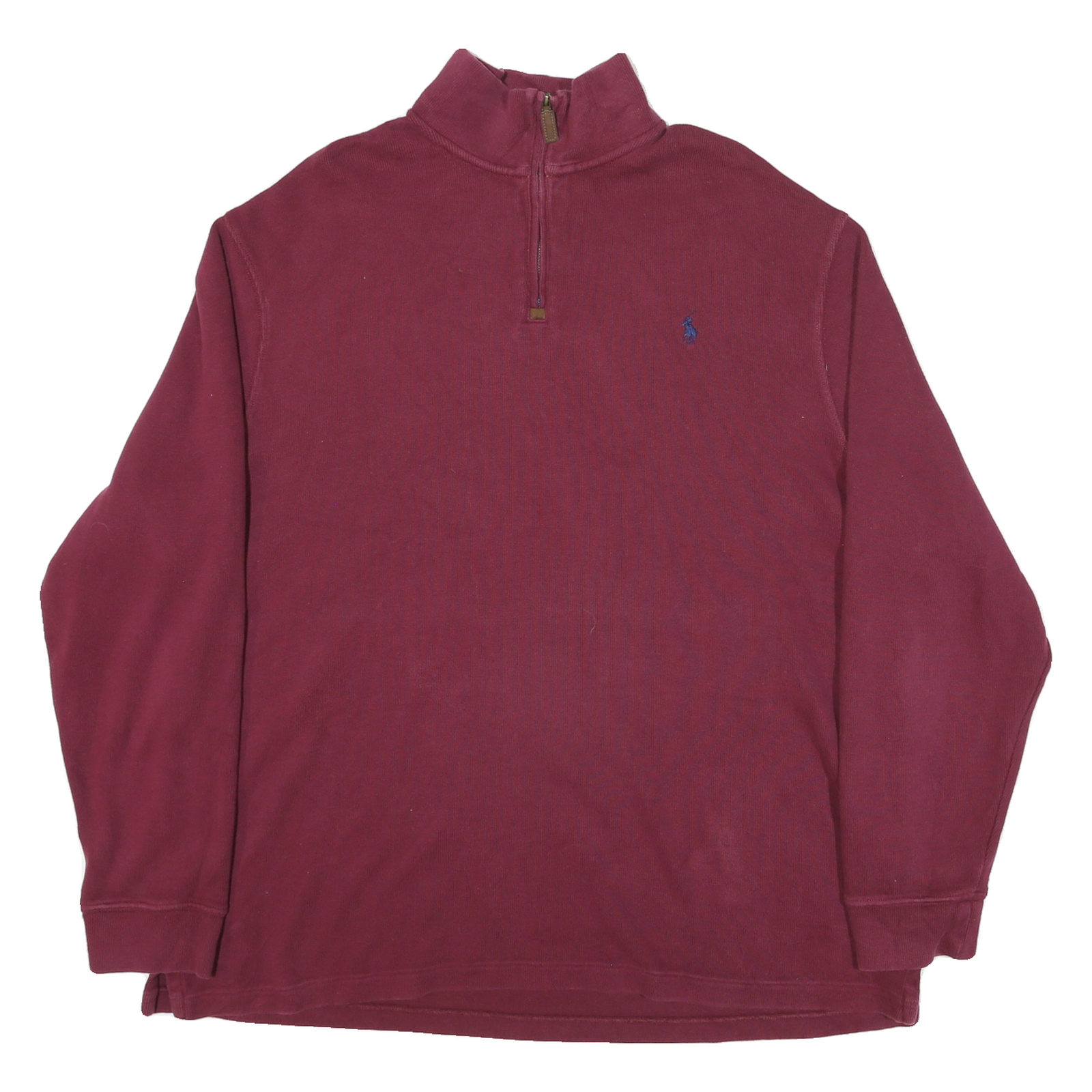 POLO RALPH LAUREN Mens Maroon Jumper Pullover Cotton Blend 2XL Quarter Zip Refurbished - N/A refurbished available on Cerqular