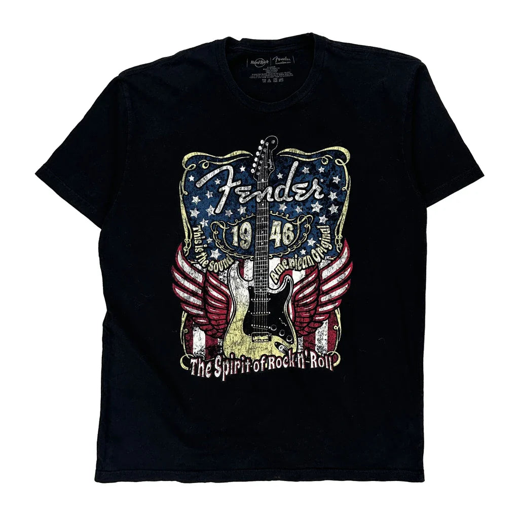 The Spirit Of Rock 'N' Roll Hard Rock Cafe Graphic T-Shirt - XL Black Cotton Refurbished - Thrifted (note: this is a term often used to describe second- refurbished available on Cerqular