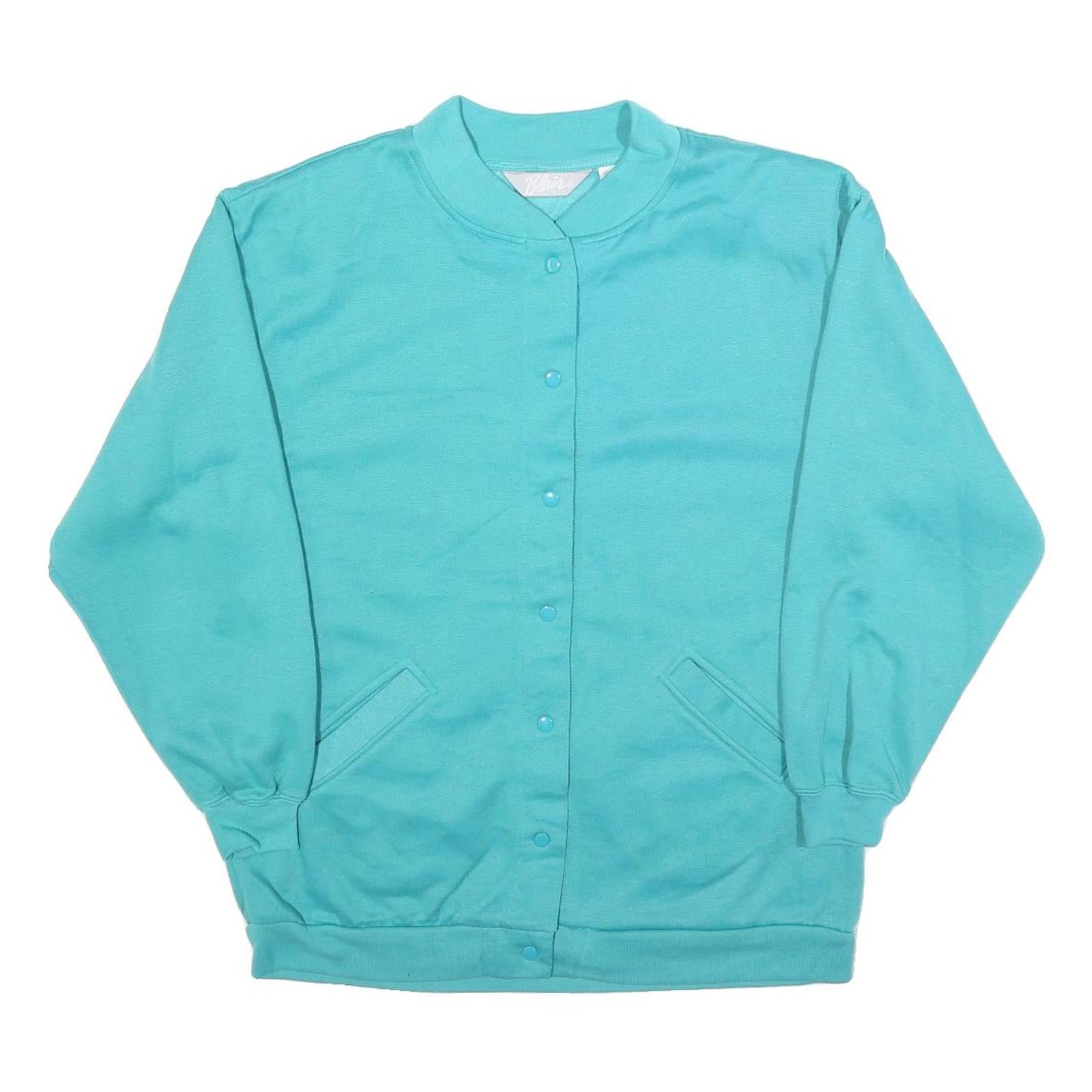 BLAIR Womens Blue Button Neck S Sweatshirt Cotton Blend Casual Comfort Refurbished - N/A refurbished available on Cerqular