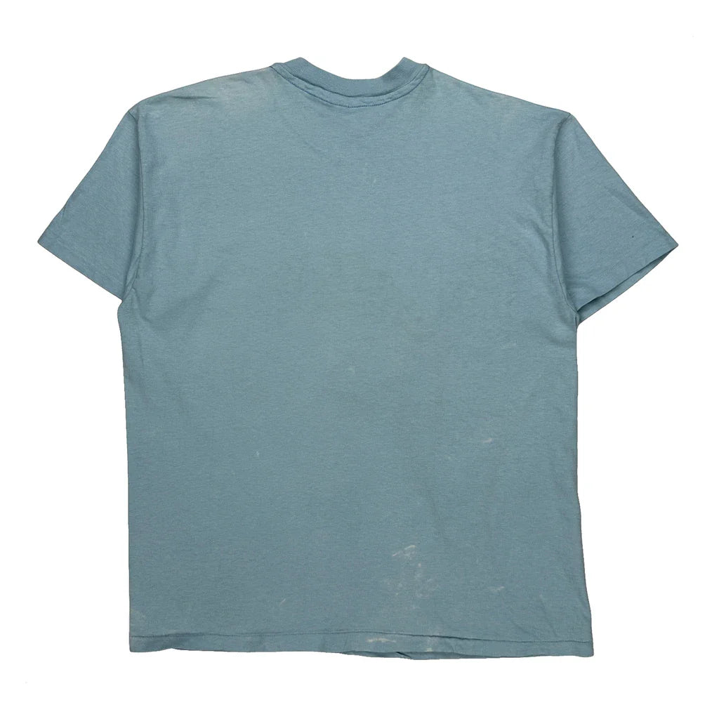 Hanes Graphic T-Shirt - XL Blue Cotton Refurbished - Thrifted (note: this is a term often used to describe second- refurbished available on Cerqular