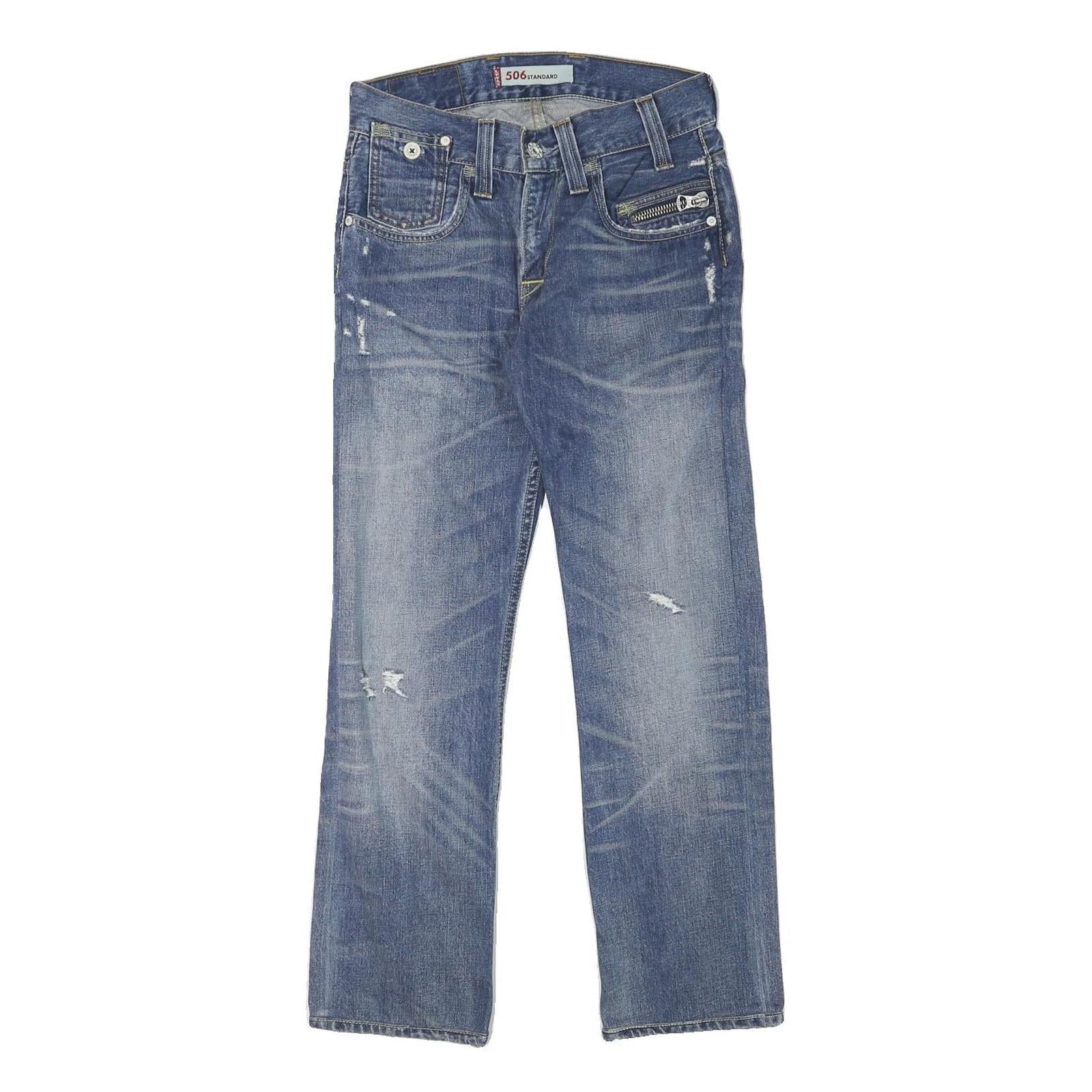 LEVI'S 506 Mens Jeans Blue Regular Straight Denim Medium W28 L28 Classic Fit Zip Refurbished - N/A refurbished available on Cerqular