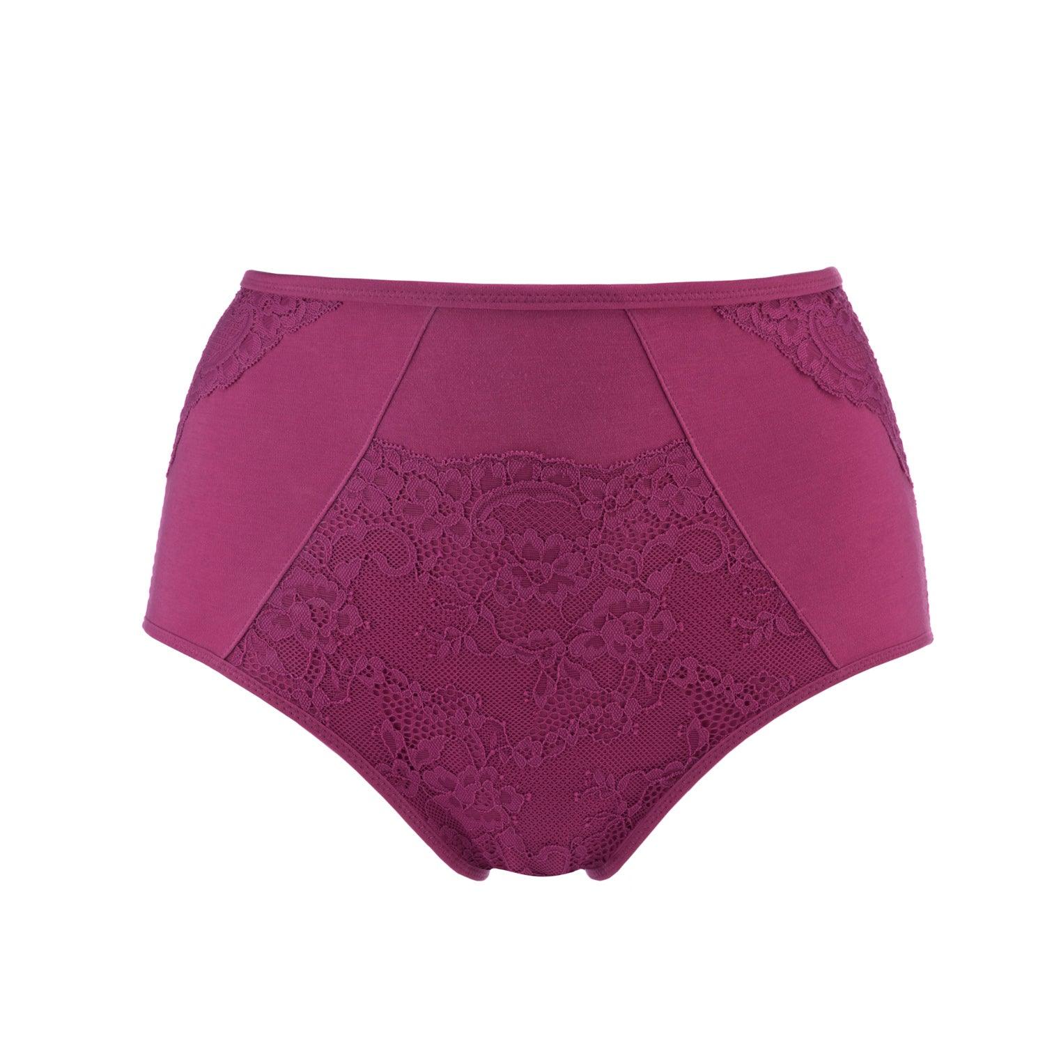 Fuchsia - High Waisted Silk & Organic Cotton Full Brief | Size: 8 Refurbished - Julie May Lingerie refurbished available on Cerqular