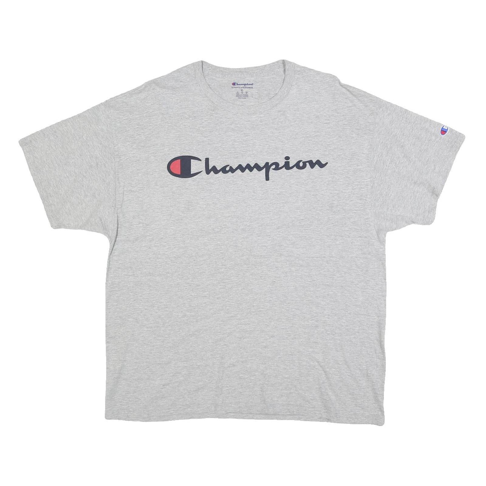 CHAMPION Mens Grey Graphic T-Shirt XL Short Sleeve Crew Neck Cotton Comfort Refurbished - N/A refurbished available on Cerqular