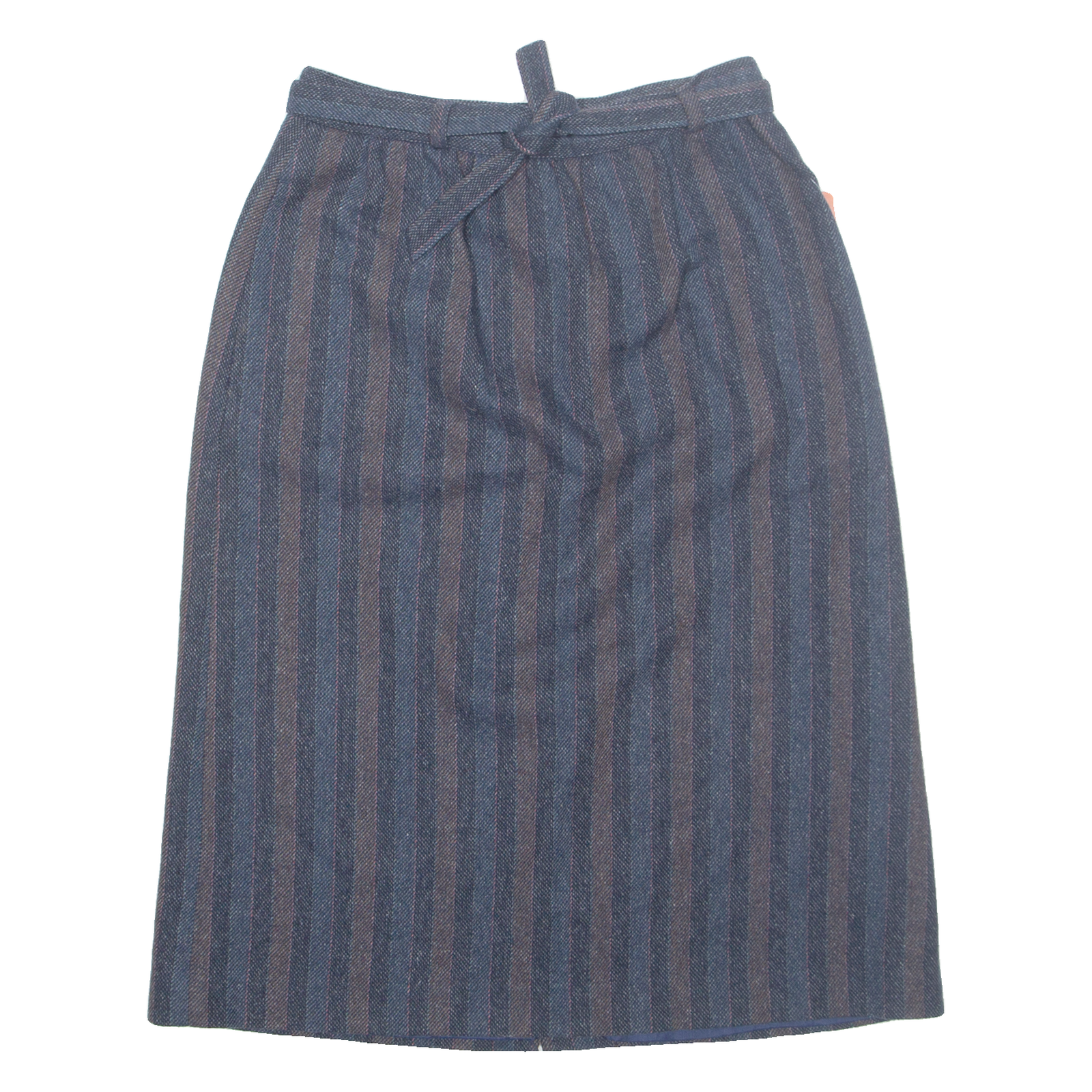 EUROPEAN COLLECTION Belted Womens Pencil Skirt Blue Knee Length Striped S Refurbished - N/A refurbished available on Cerqular