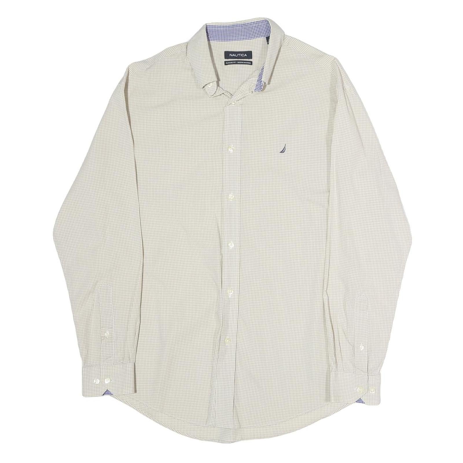 Buy NAUTICA Mens Beige & Blue Check Shirt L Classic Fit Cotton Button-Down Collar Refurbished - $25.99 NAUTICA Mens Beige & Blue Check Shirt L Classic Fit Cotton Button-Down Collar Refurbished - N/A refurbished available on Cerqular