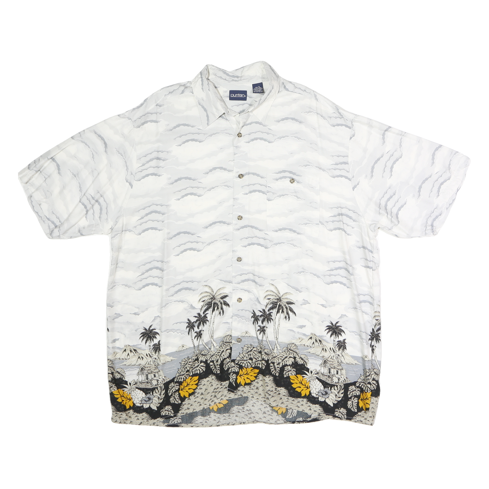 Buy PURITAN Mens White & Grey Hawaiian Shirt XL Cotton Tropical Print Casual Refurbished - $18.19 PURITAN Mens White & Grey Hawaiian Shirt XL Cotton Tropical Print Casual Refurbished - N/A refurbished available on Cerqular