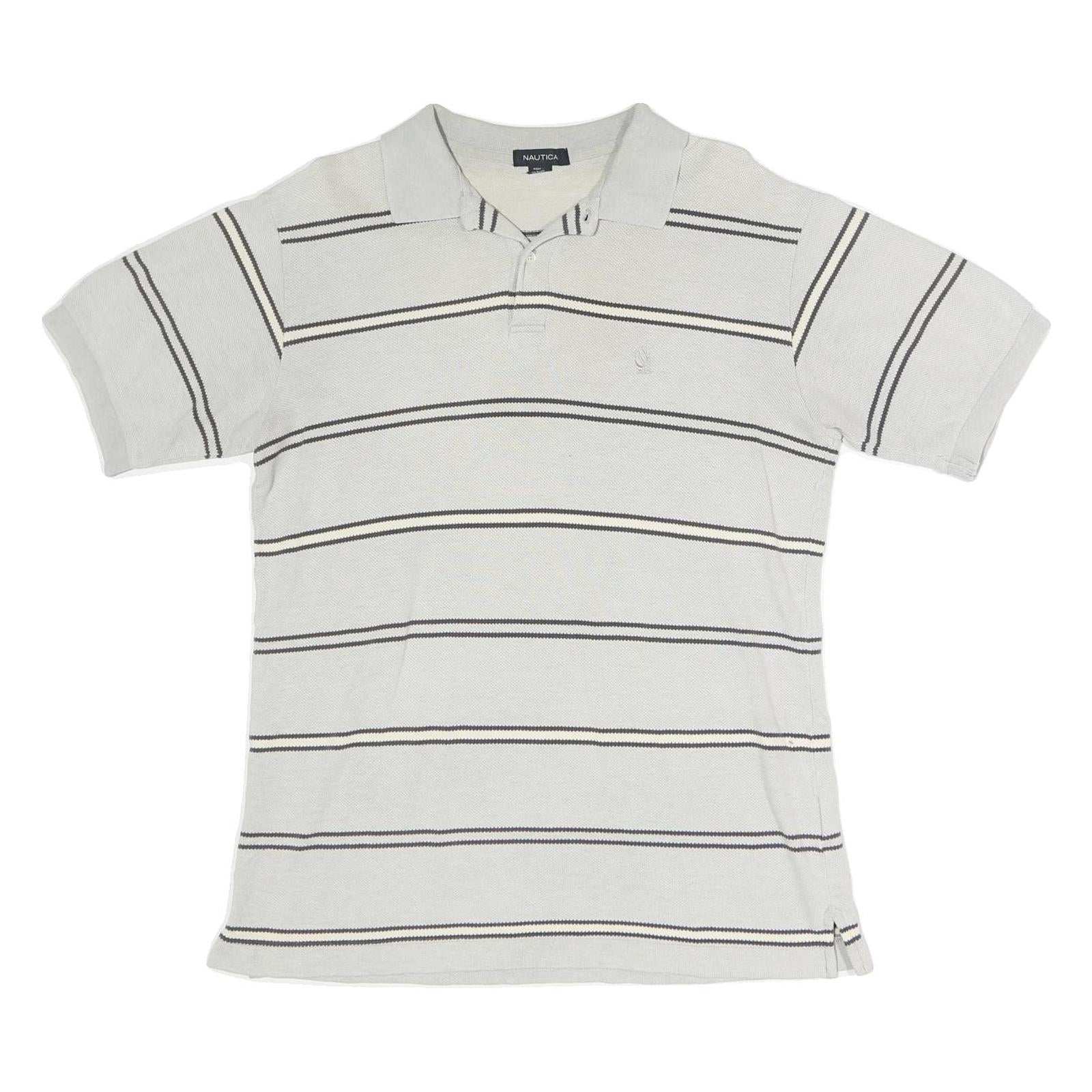 NAUTICA Mens White & Black Striped Short Sleeve Polo Shirt M Cotton Casual Refurbished - N/A refurbished available on Cerqular